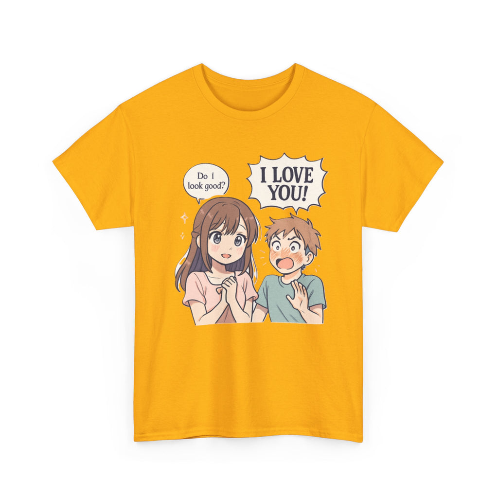 Anime Couple T‑Shirt — "Do I look good?" / "I Love You!" Cute Romance Tee - Adult