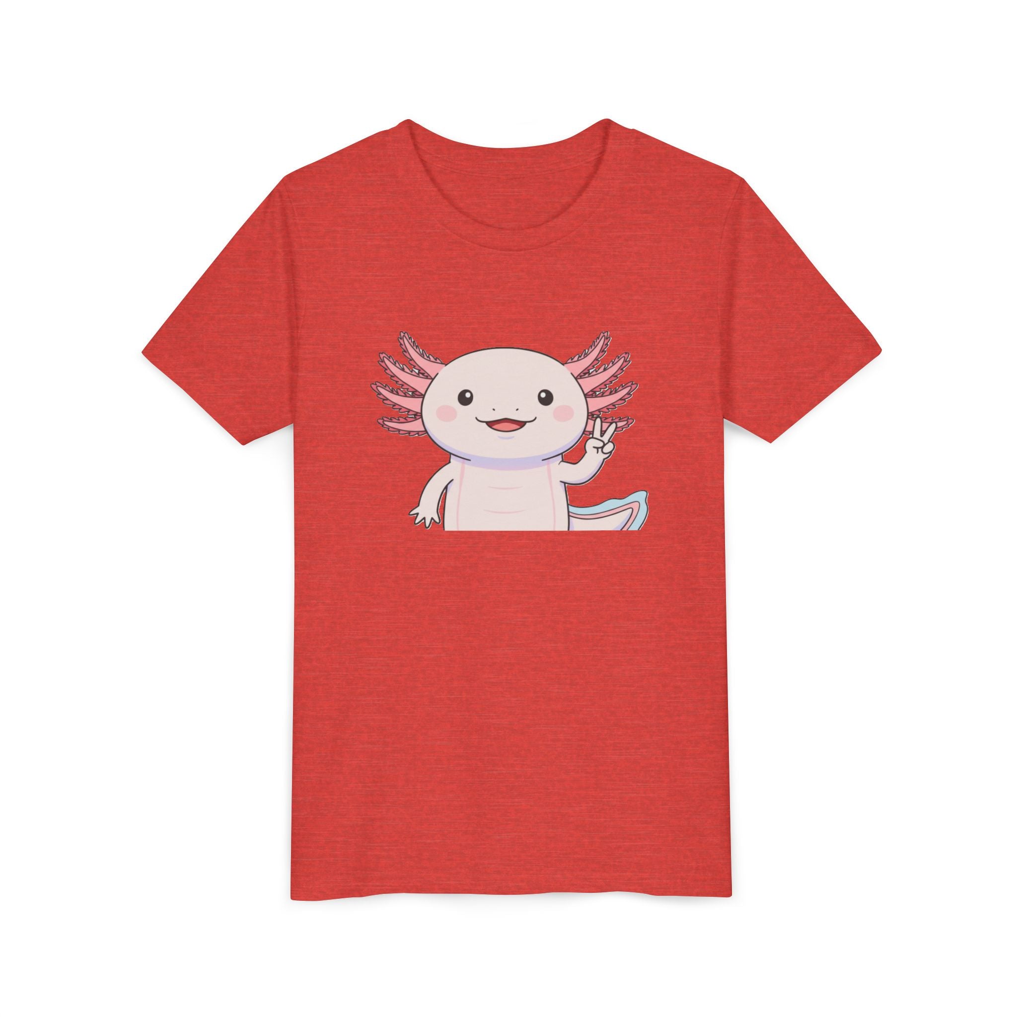 Kids Axolotl Throwing Peace Graphic Tee — Cute Pink Axolotl Salamander Youth T-Shirt - Kids