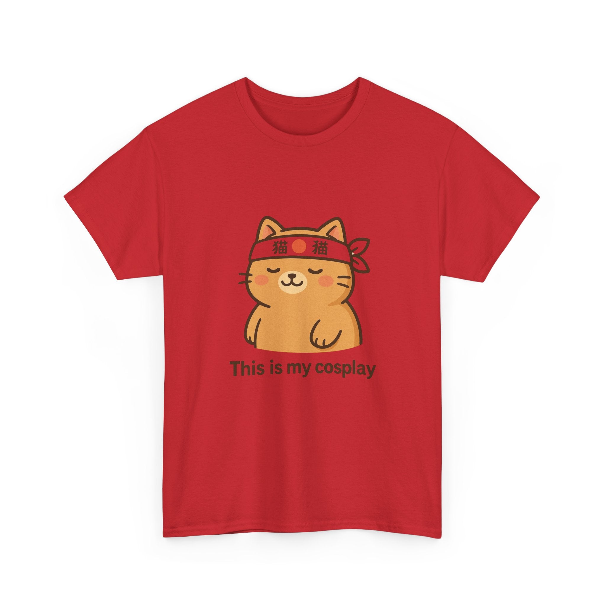 Cat Cosplay T‑Shirt — Cute Kawaii Cat Wearing Hachimaki "This is my cosplay" - Adult