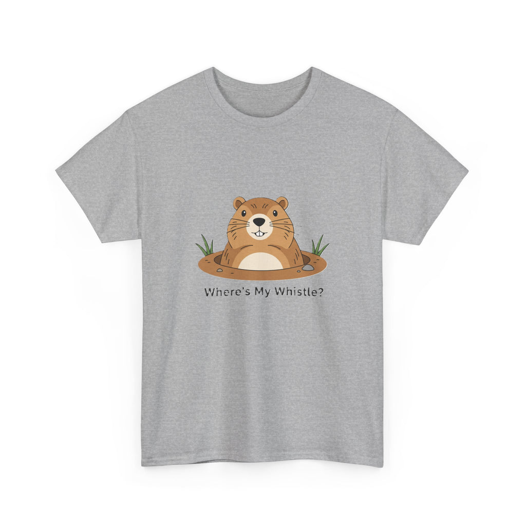 Groundhog Day Tee — "Where's My Whistle?" Cute Groundhog Whistle Pig Graphic T-Shirt - Adult