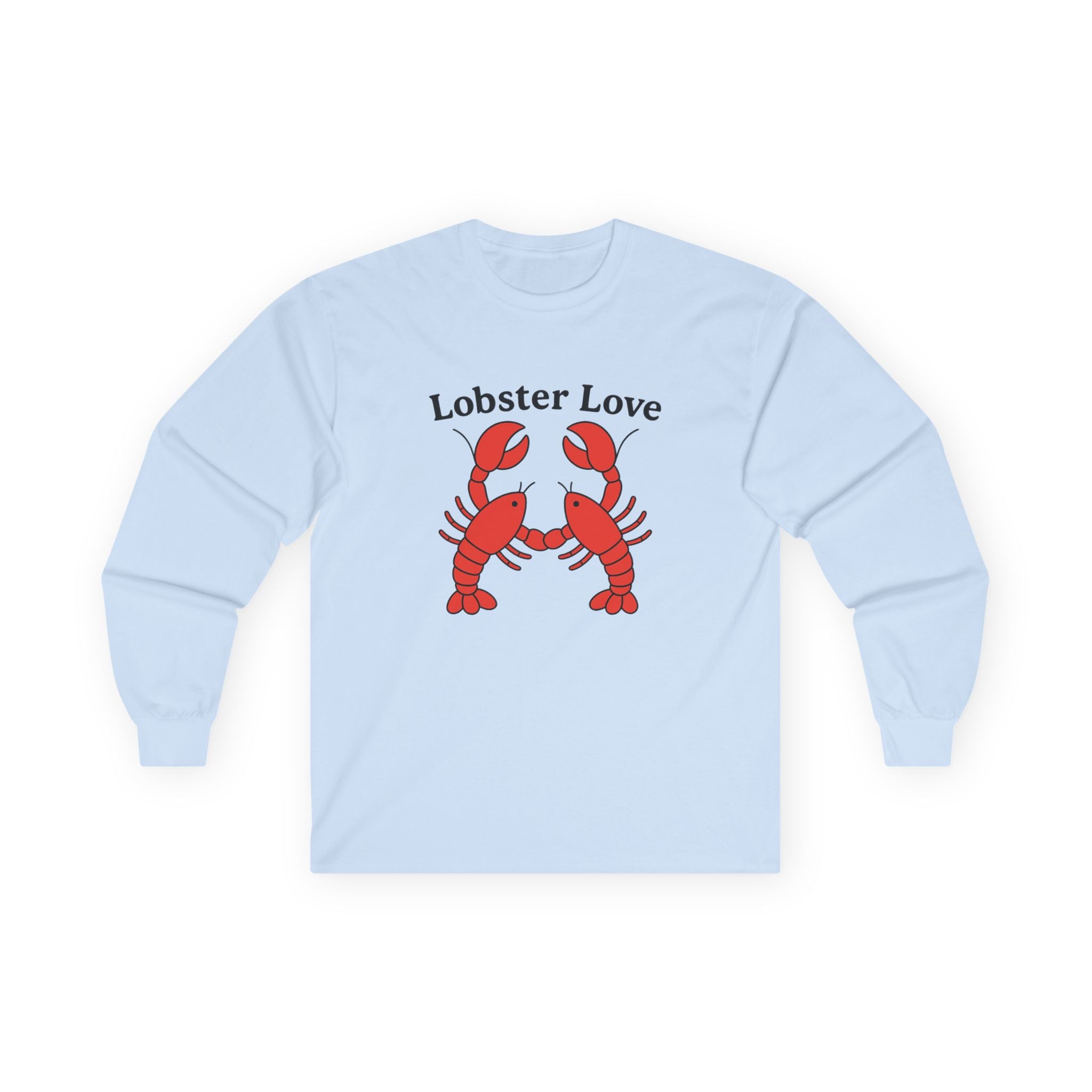 Lobster Love Long Sleeve Tee — Cute Lobster Couple Graphic Shirt - Adult
