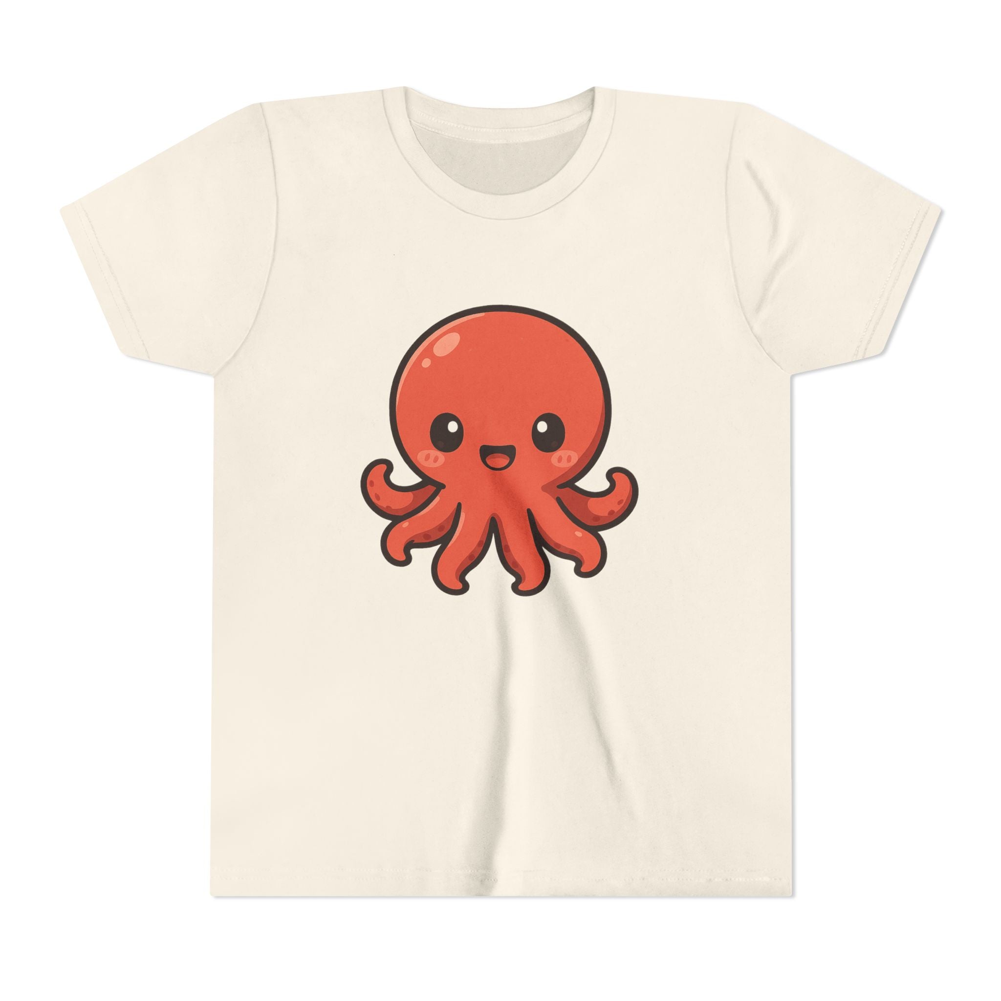 Cute Red Octopus Youth Tee — Kawaii Sea Animal Kids T-Shirt