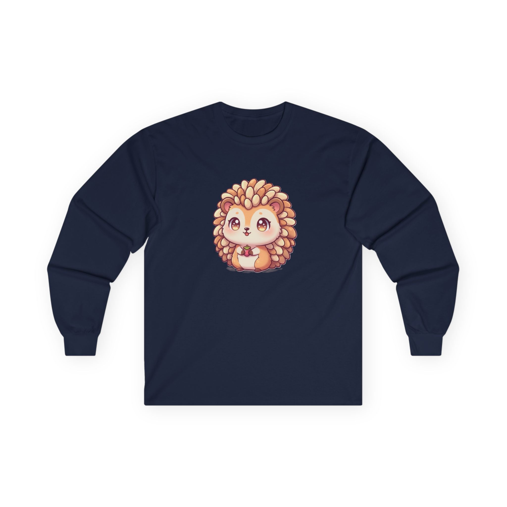 Cute Hedgehog Long Sleeve Tee — Adorable Kawaii Animal Shirt - Adult
