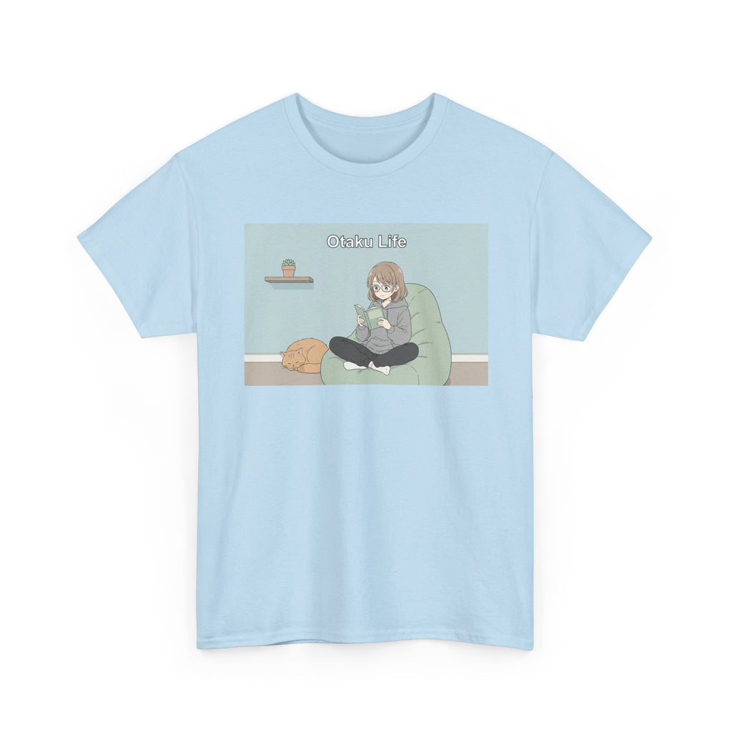 Cozy Cat Girl Otaku Long Sleeve Tee - 'Chill Vibes' Anime Girl Relaxing Graphic T-Shirt