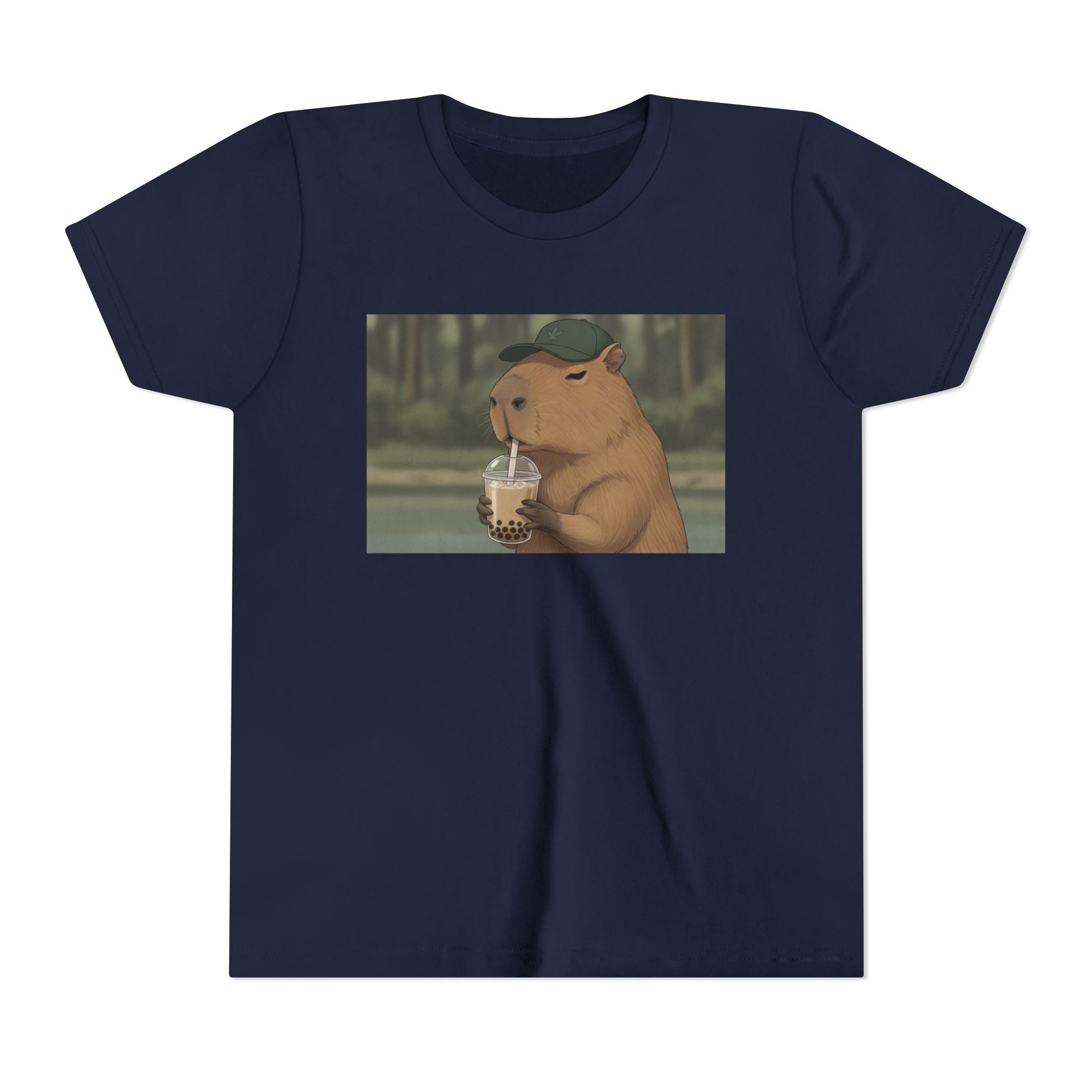 Capybara Drinking Boba Tea Youth Tee — Cute Kawaii Bubble Shirt for Kids - Kids