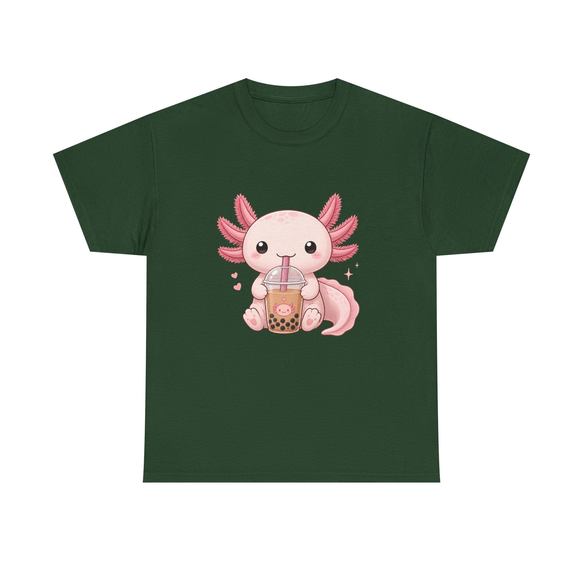 Axolotl Drinking Bubble Tea T-Shirt — Cute Kawaii Boba Tee - Adult