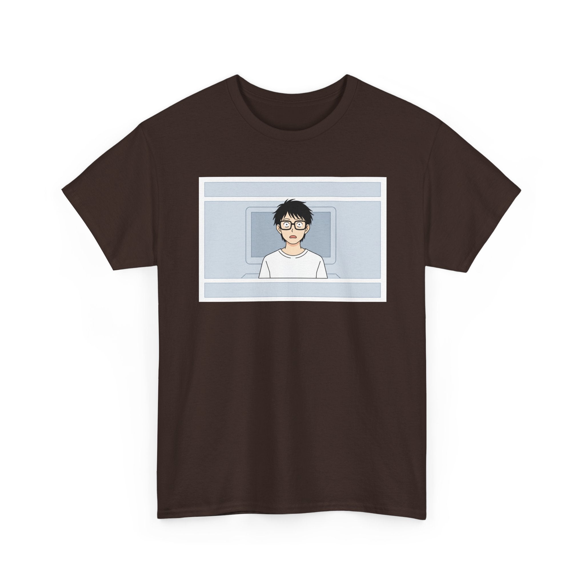 Clueless Otaku Minimalist Anime Guy Graphic Tee — Soft White Casual Shirt - Adult