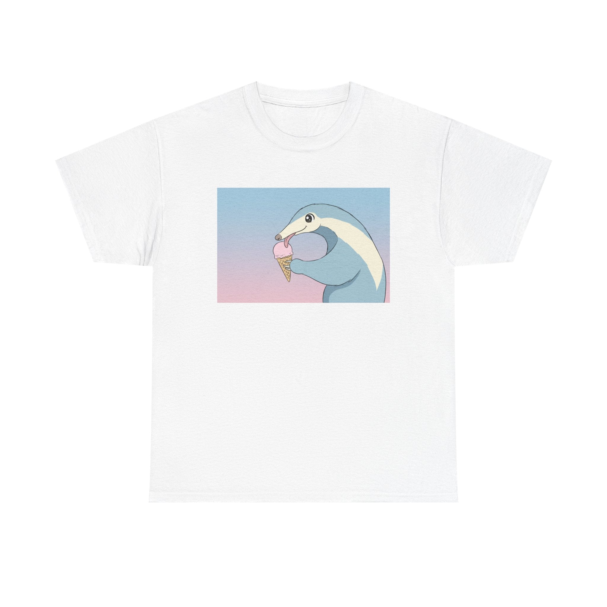 Anteater Eating Ice Cream T-Shirt — Cute Pastel Animal Graphic Tee - Adult