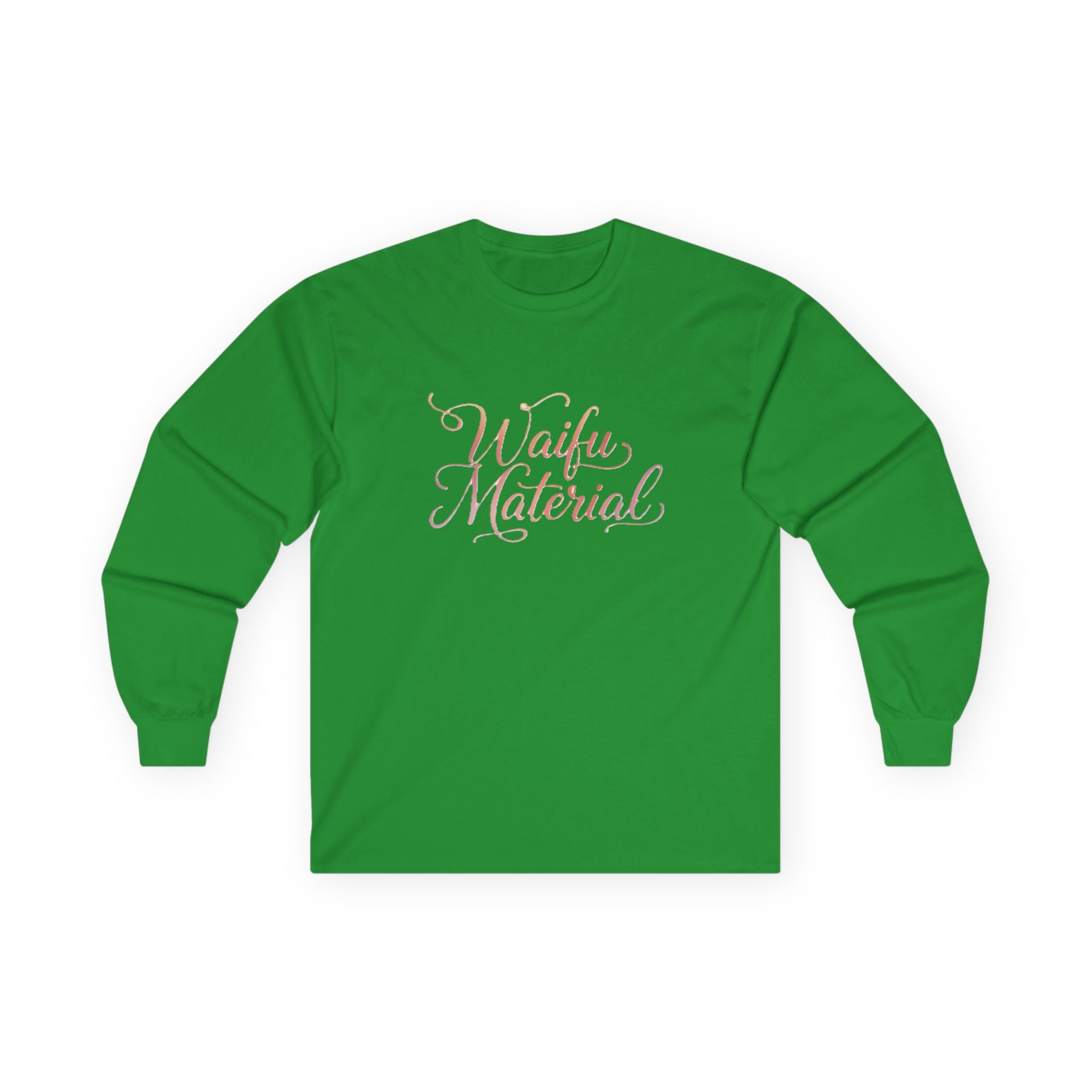 Long Sleeve Tee — "Waifu Material" Script Design - Adult