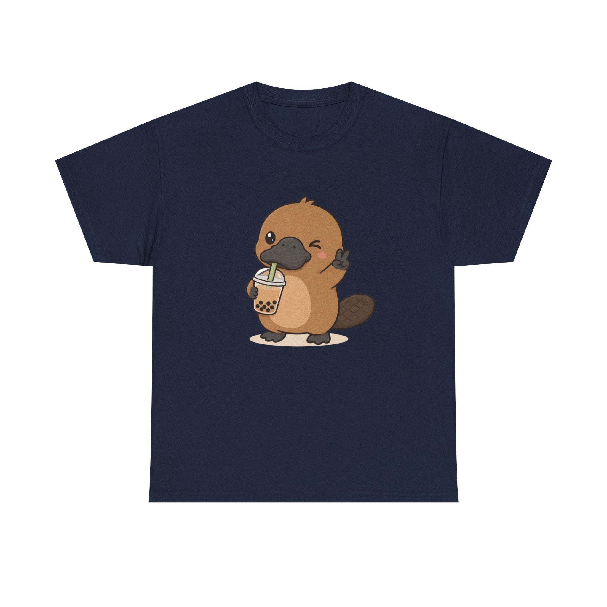 Cute Platypus Bubble Tea T‑Shirt - Adult