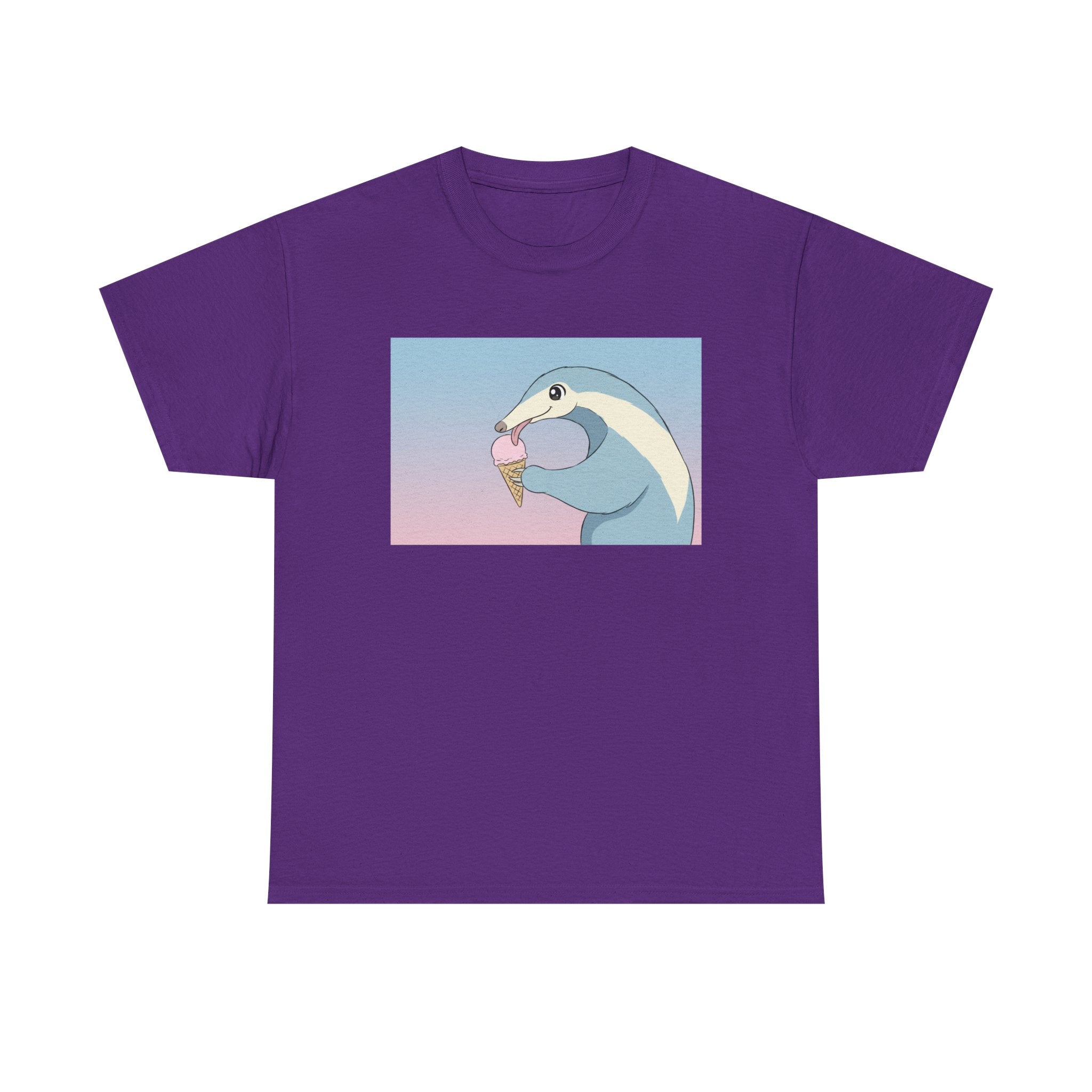 Anteater Eating Ice Cream T-Shirt — Cute Pastel Animal Graphic Tee - Adult