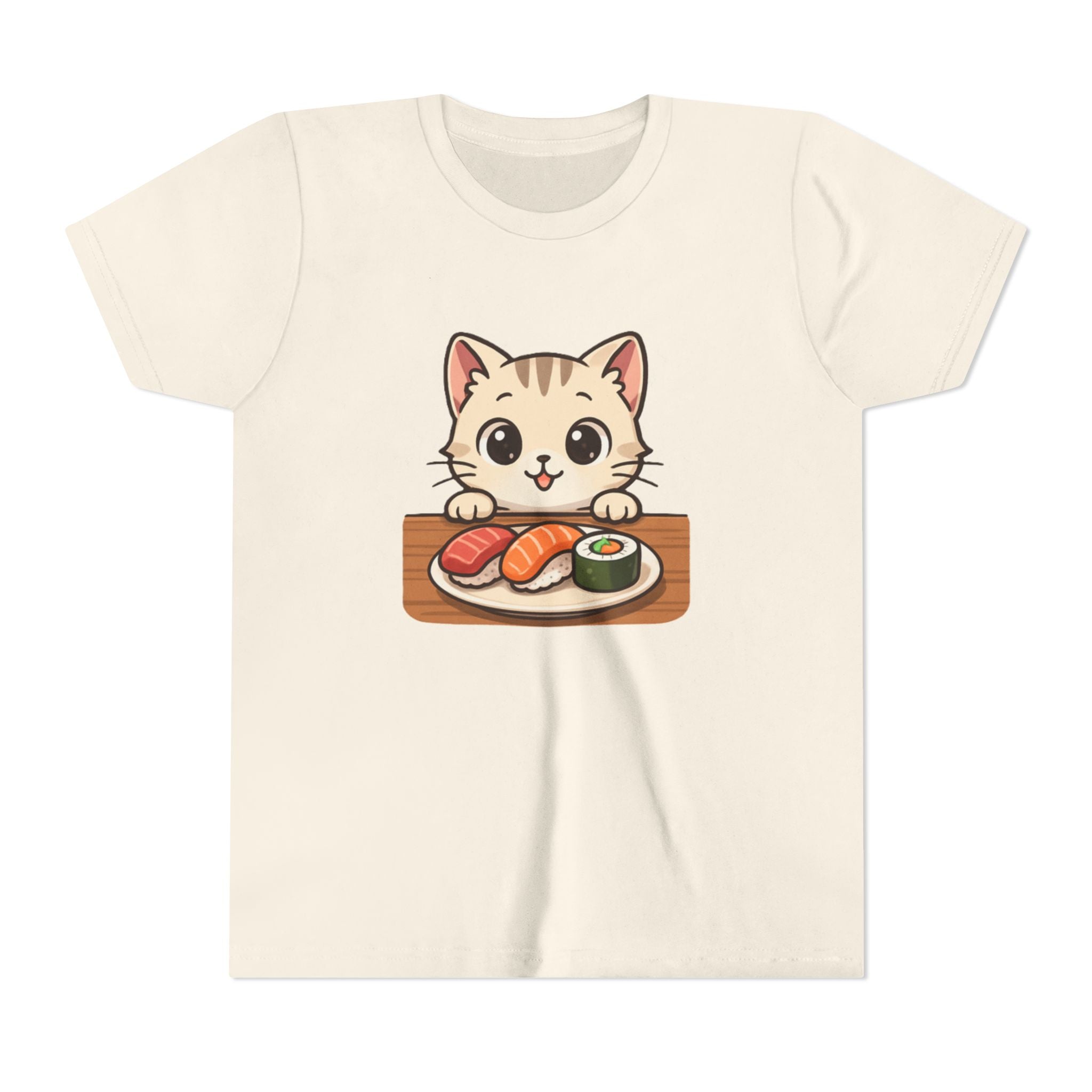 Kids Sushi Cat T-Shirt — Cute Kitty Eating Sushi Youth Tee