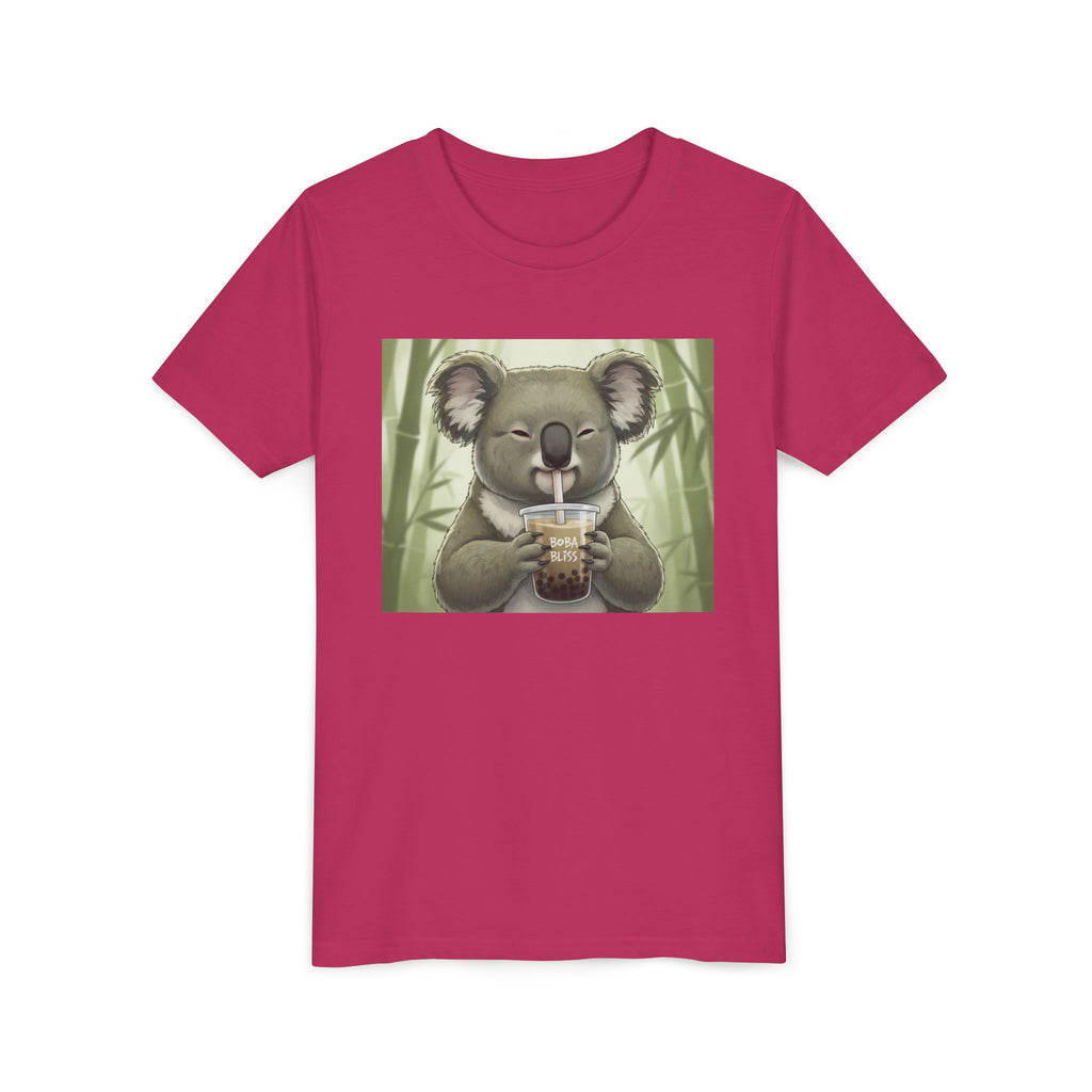 Kids Koala Boba Tea Time T‑Shirt — Cute Koala Drinking Bubble Tea Youth Tee - Kids