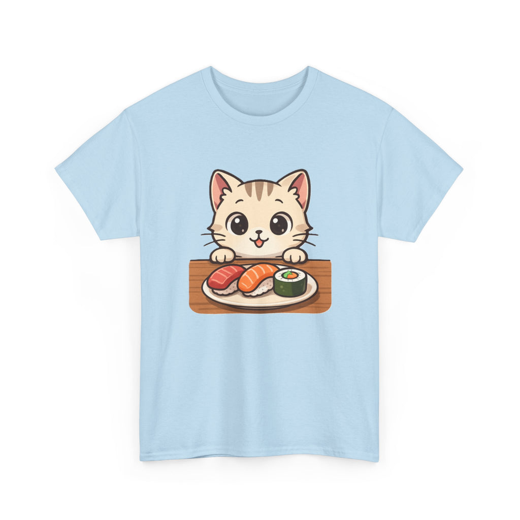 Cat & Sushi T-Shirt — Cute Kawaii Kitty with Sushi Graphic - Adult