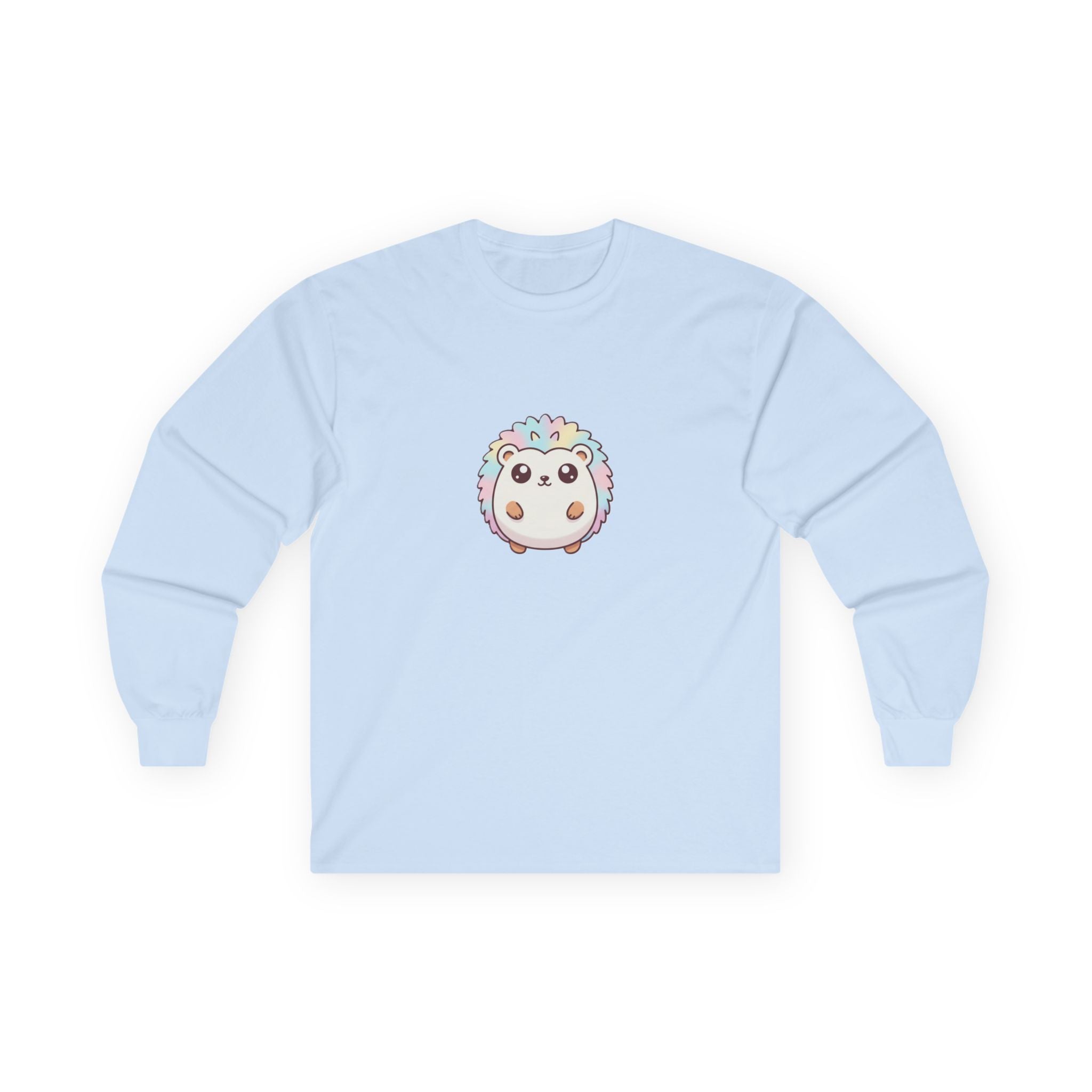 Cute Pastel Hedgehog Long Sleeve Tee — Kawaii Animal Shirt - Adult