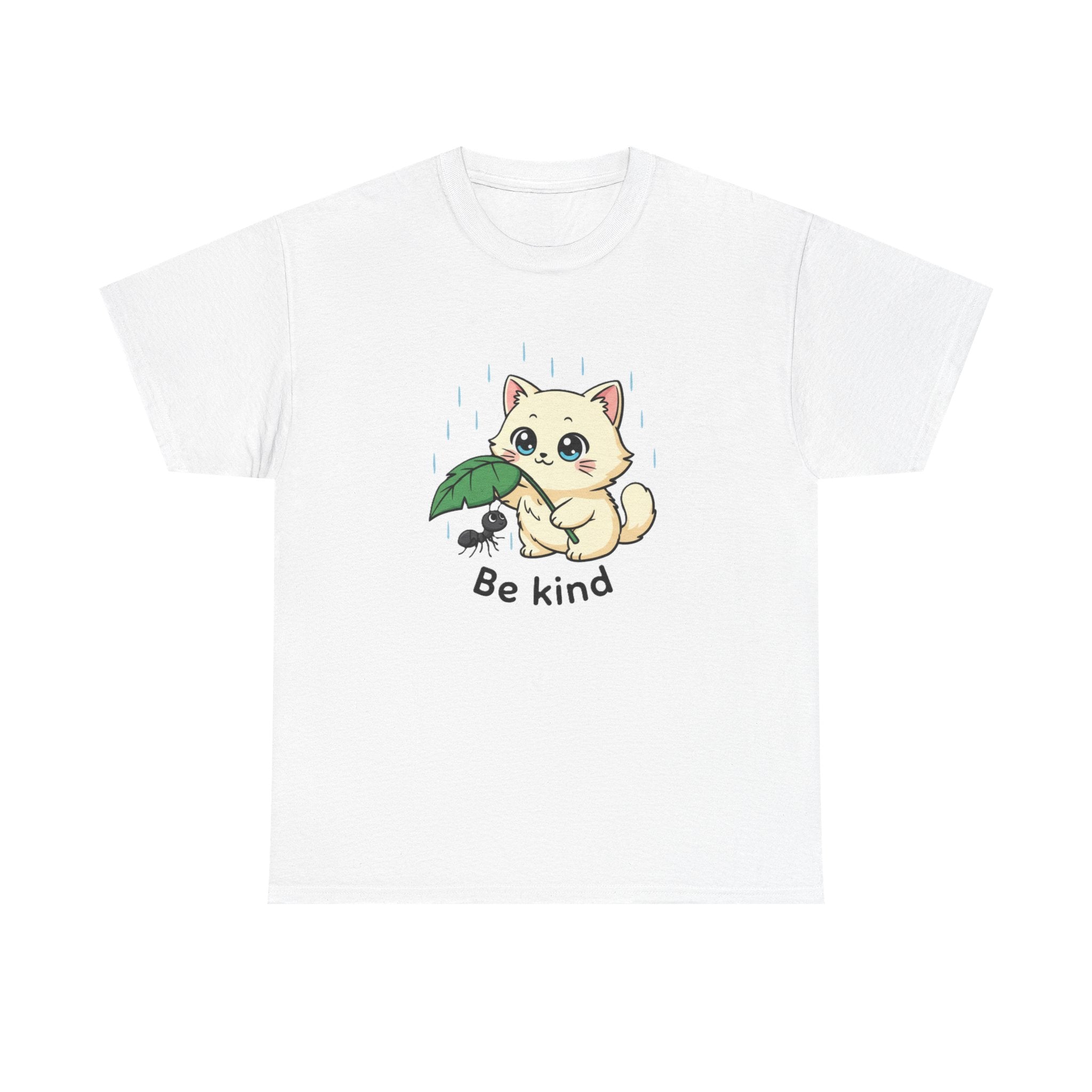 Be Kind Kitten T-Shirt — Cute Cat and Ant Illustration Tee - Adult