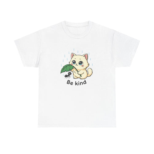 Be Kind Kitten T-Shirt — Cute Cat and Ant Illustration Tee - Adult