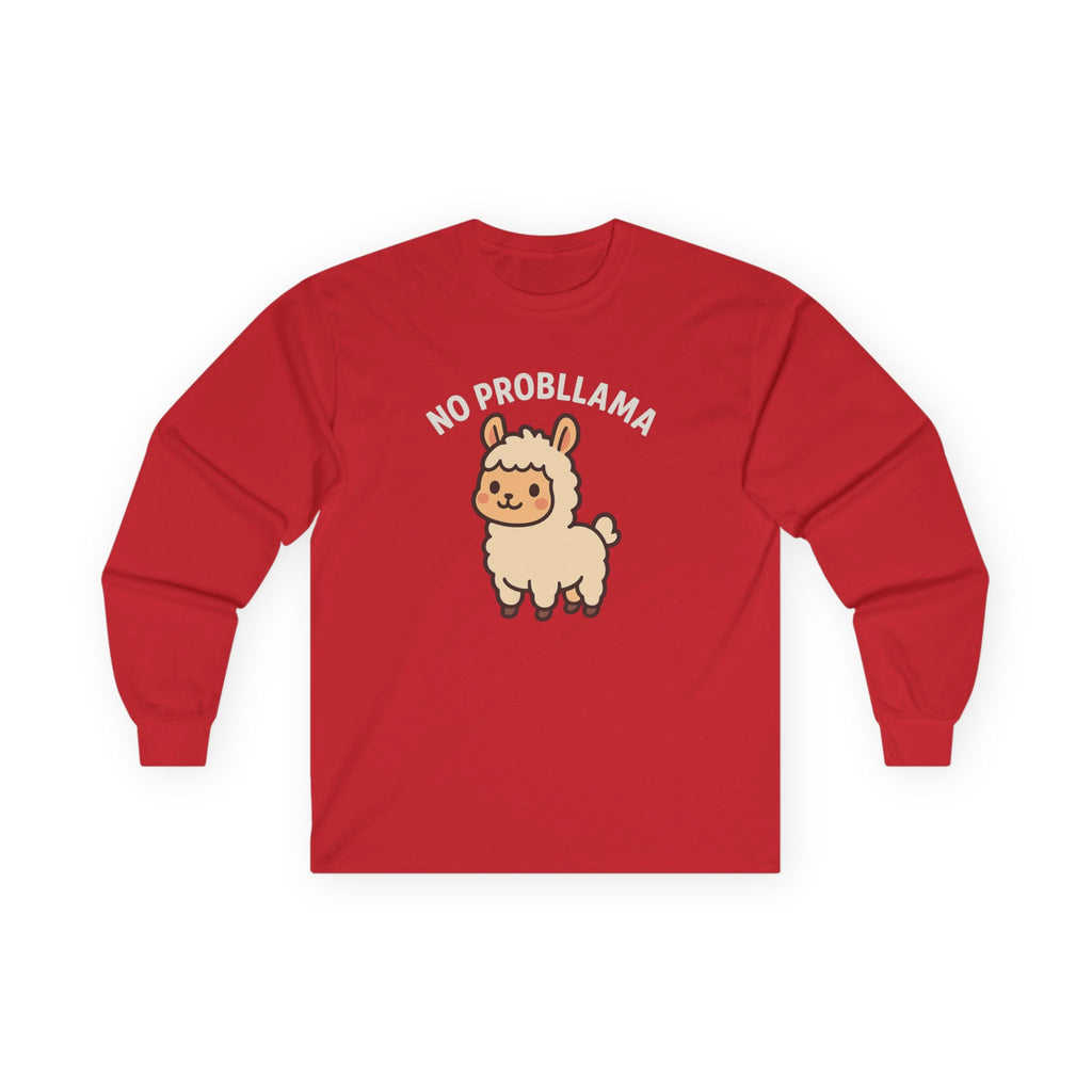 No Probllama Cute Llama Long Sleeve Tee - Adult