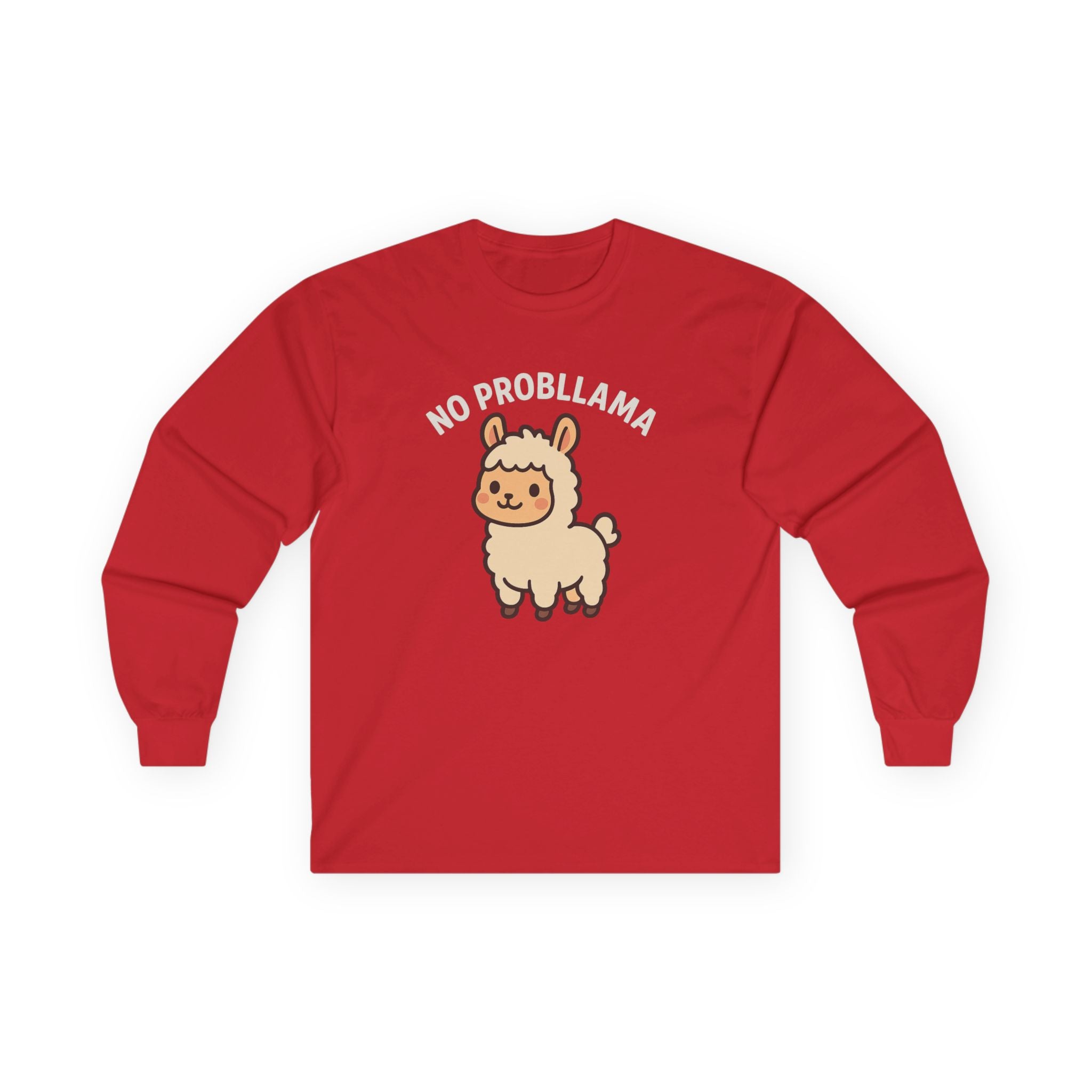 No Probllama Cute Llama Long Sleeve Tee - Adult