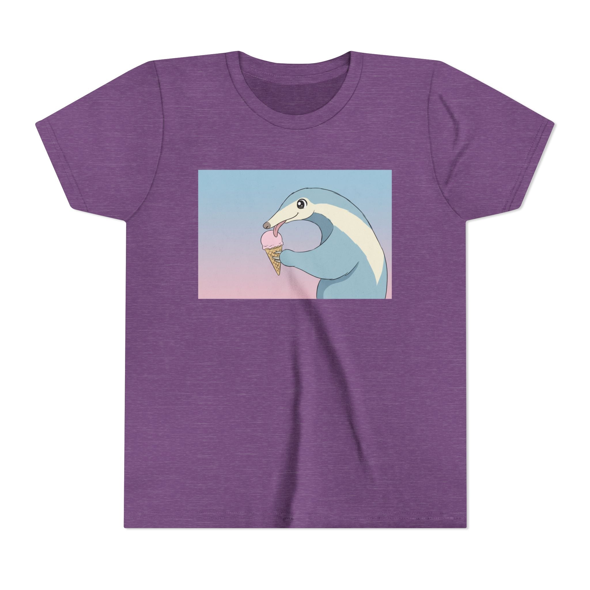 Anteater Eating Ice Cream Kids Tee — Cute Pastel Animal Graphic Youth T-Shirt - Kids