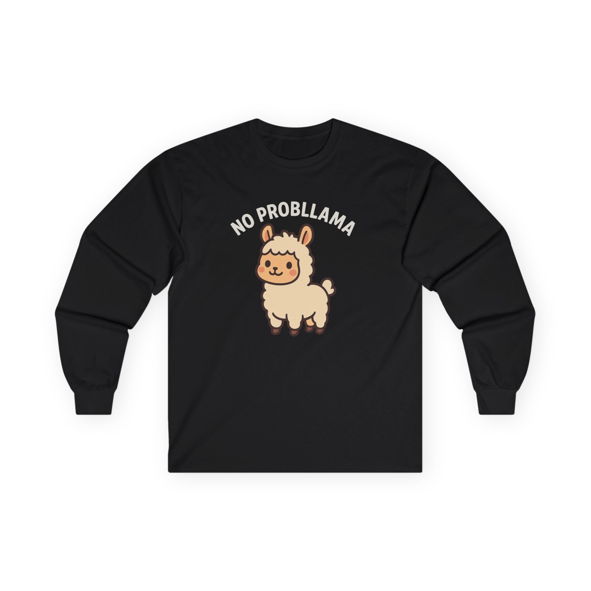 No Probllama Cute Llama Long Sleeve Tee - Adult