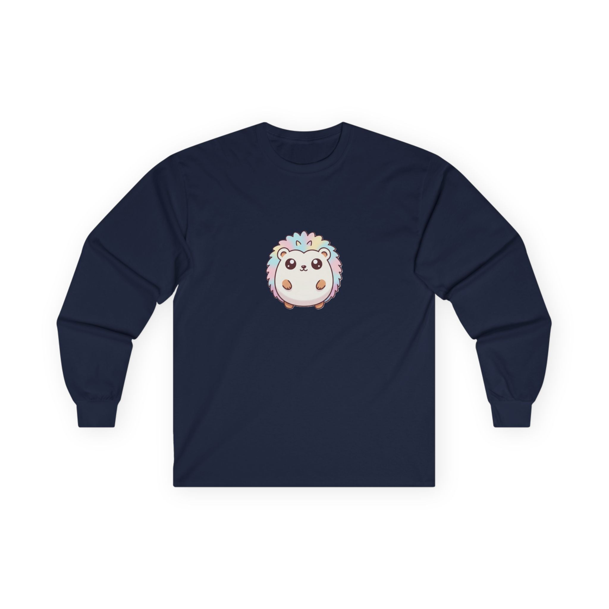 Cute Pastel Hedgehog Long Sleeve Tee — Kawaii Animal Shirt - Adult