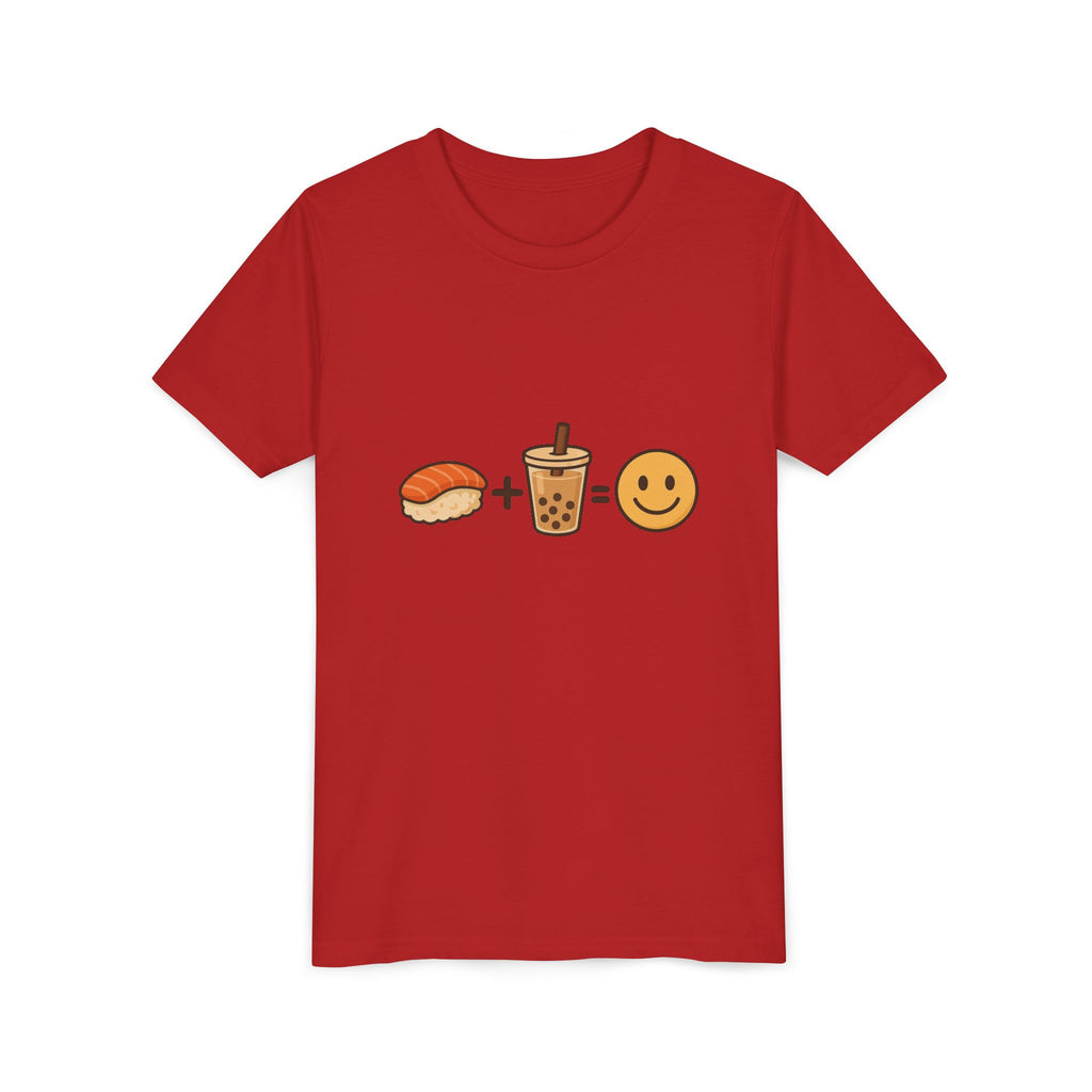 Youth Tee — Sushi + Bubble Tea = Happy Emoji Kids Shirt