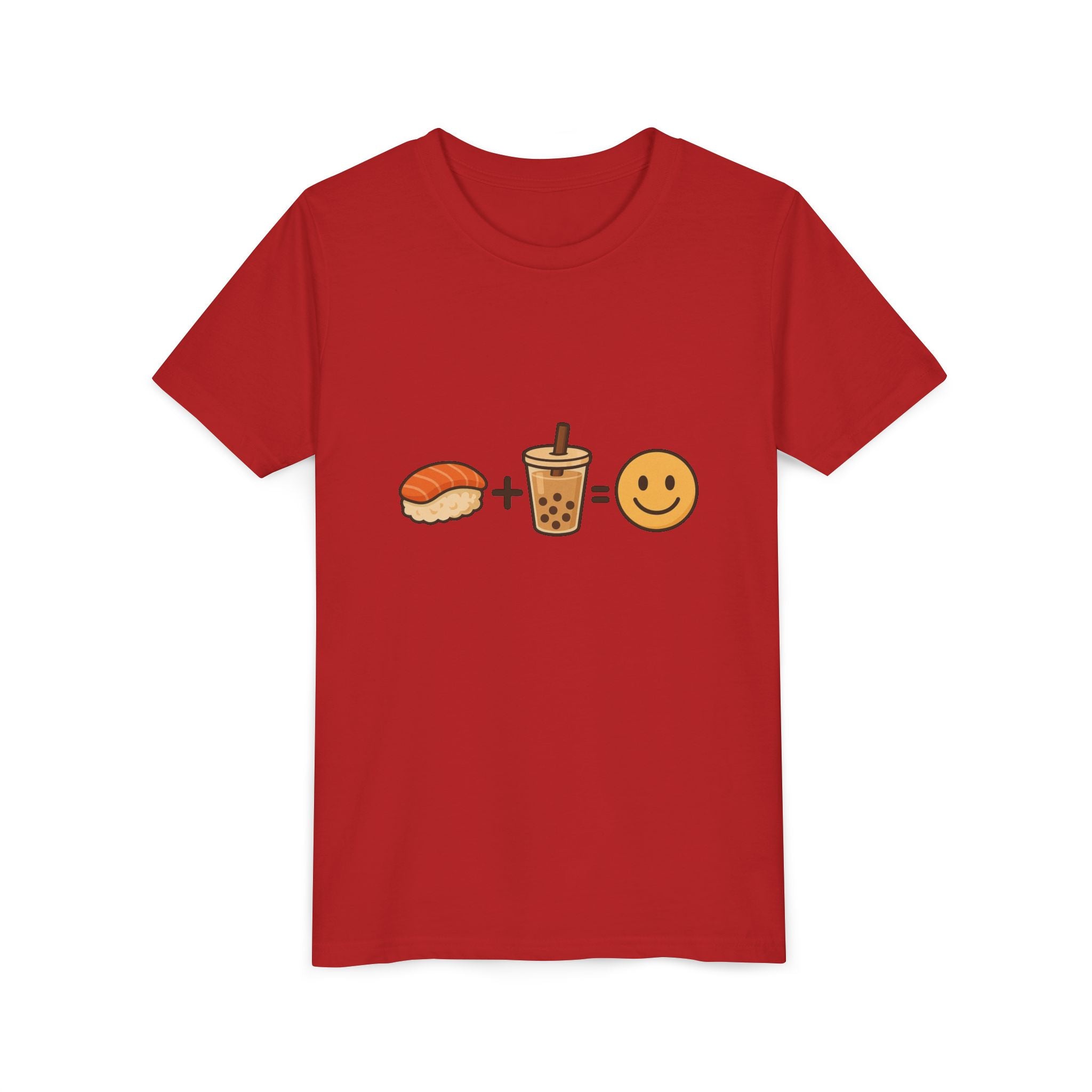 Youth Tee — Sushi + Bubble Tea = Happy Emoji Kids Shirt