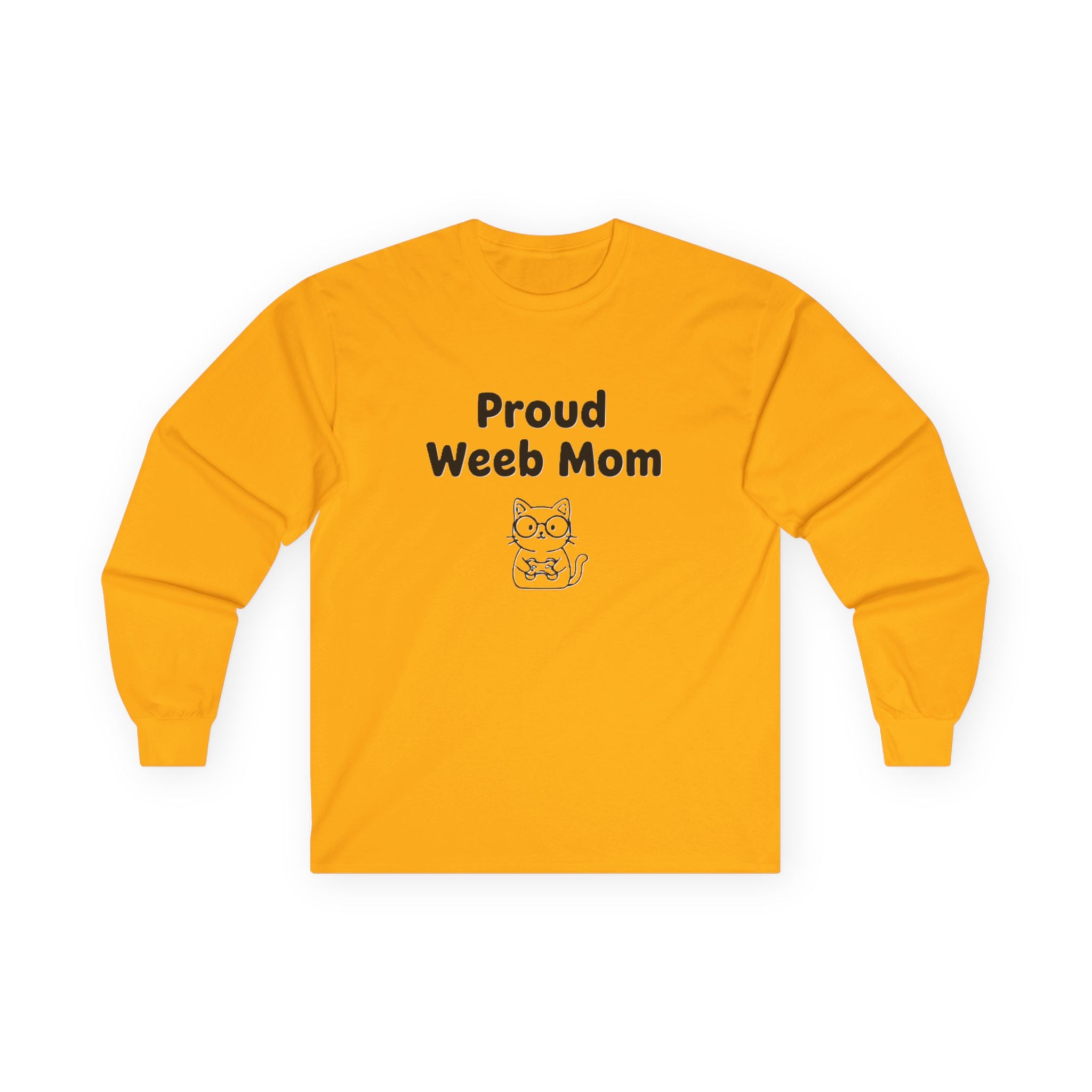Long Sleeve Tee — "Proud Weeb Mom" Cute Anime Cat Graphic - Adult