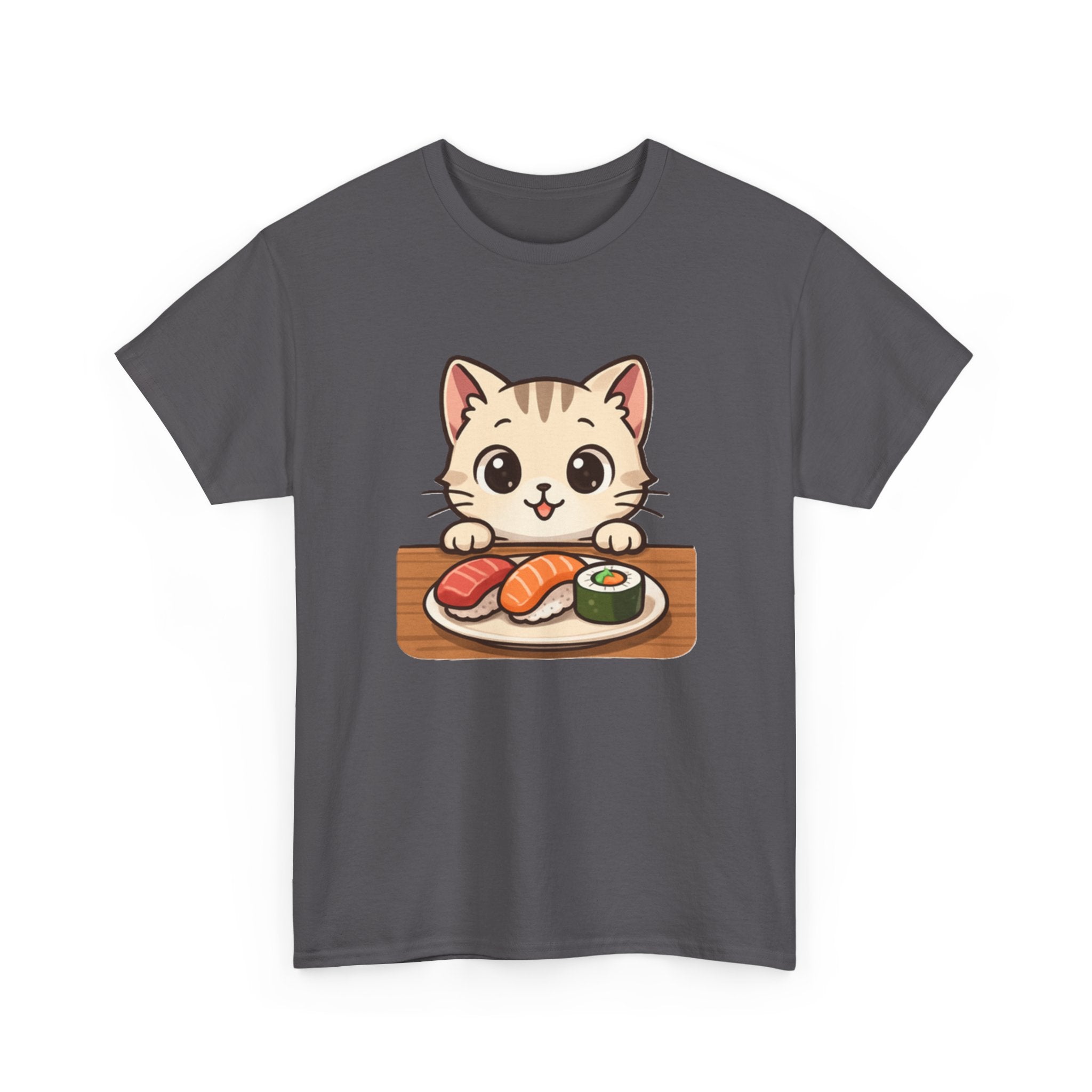 Cat & Sushi T-Shirt — Cute Kawaii Kitty with Sushi Graphic - Adult