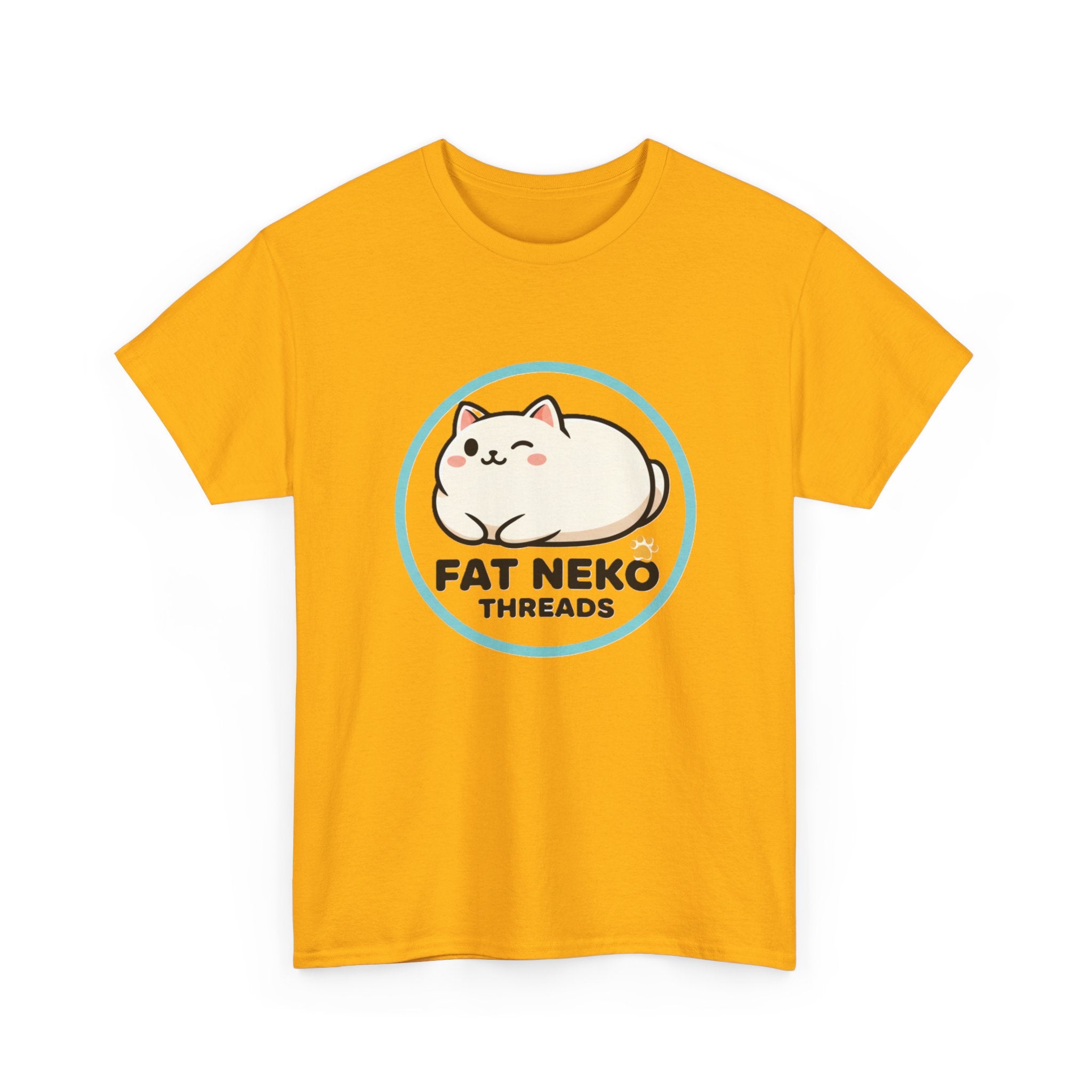 Cute Fat Neko Threads T-Shirt — Kawaii Cat Logo Tee - Adult
