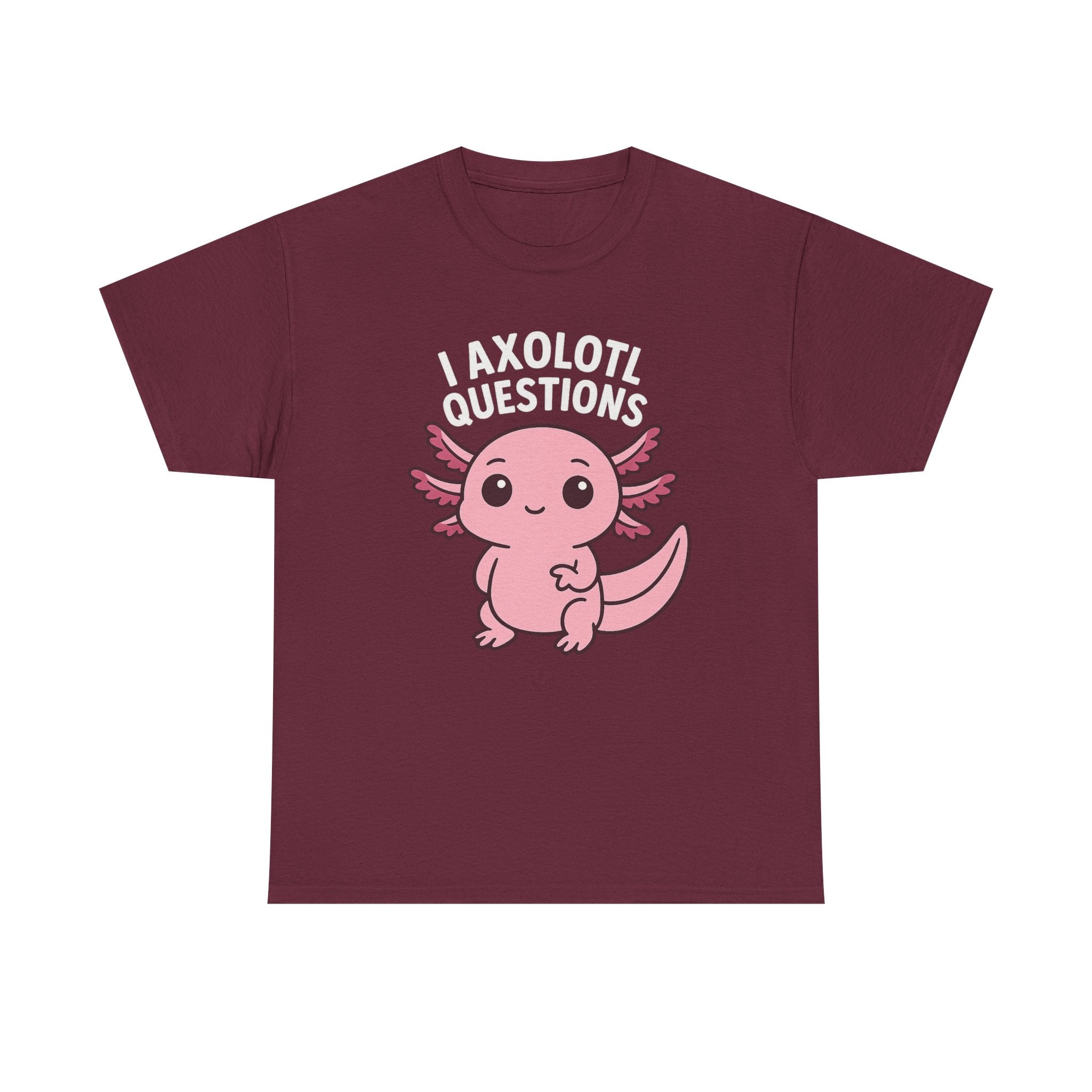 Axolotl Cute Tee — "I Axolotl Questions" Funny Pink Axolotl Graphic T-Shirt - Adult