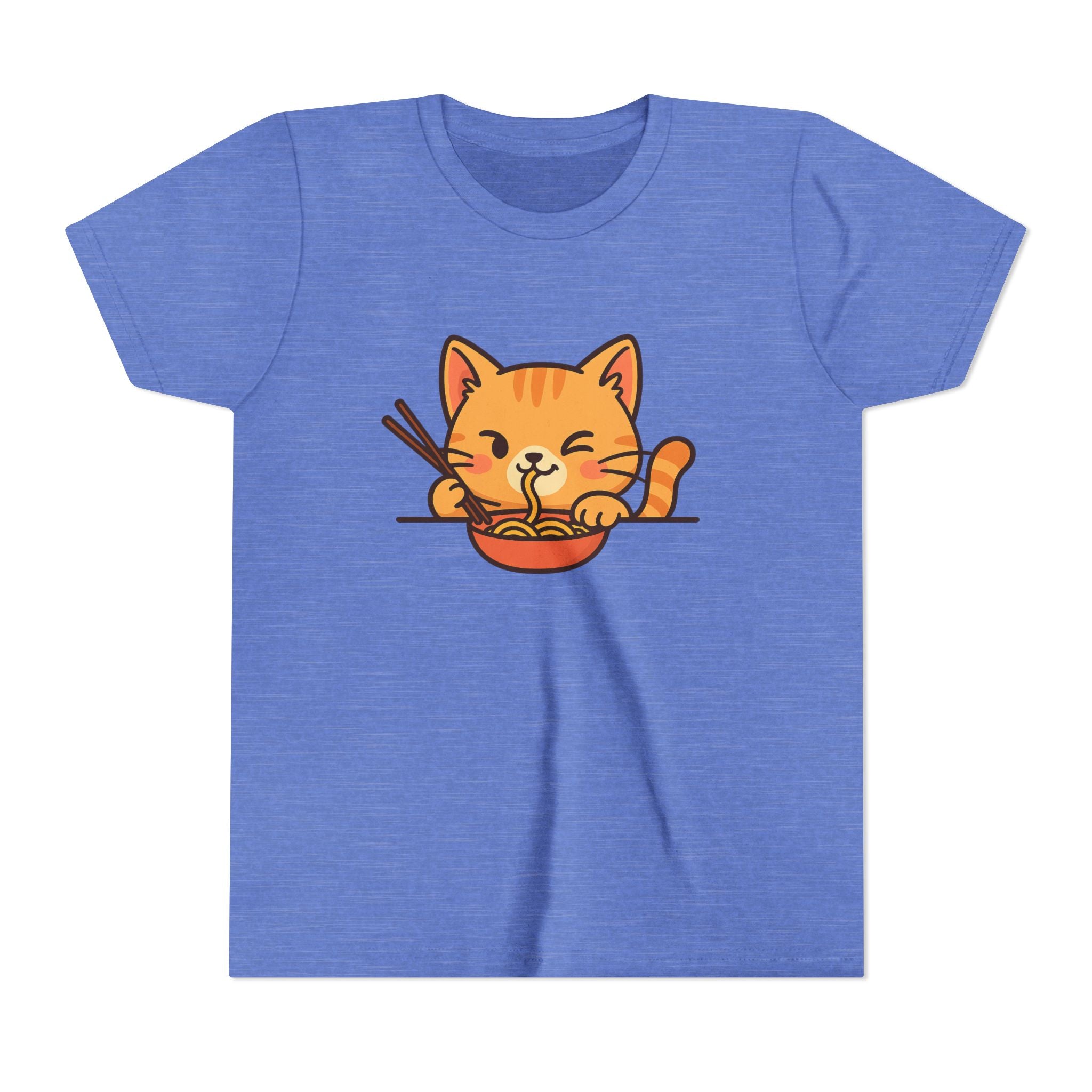 Kids Cat Eating Ramen T-Shirt – Cute Anime Noodle Kitty Youth Tee - Kids
