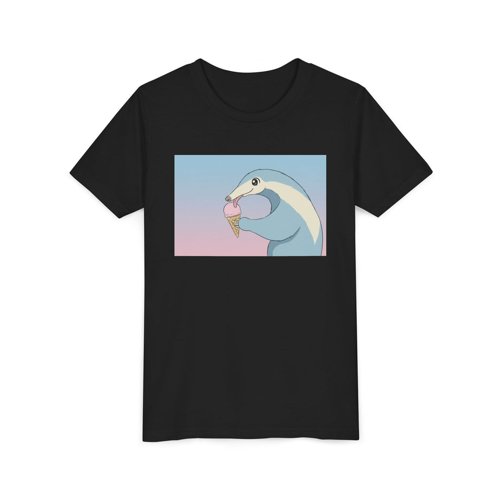 Anteater Eating Ice Cream Kids Tee — Cute Pastel Animal Graphic Youth T-Shirt - Kids