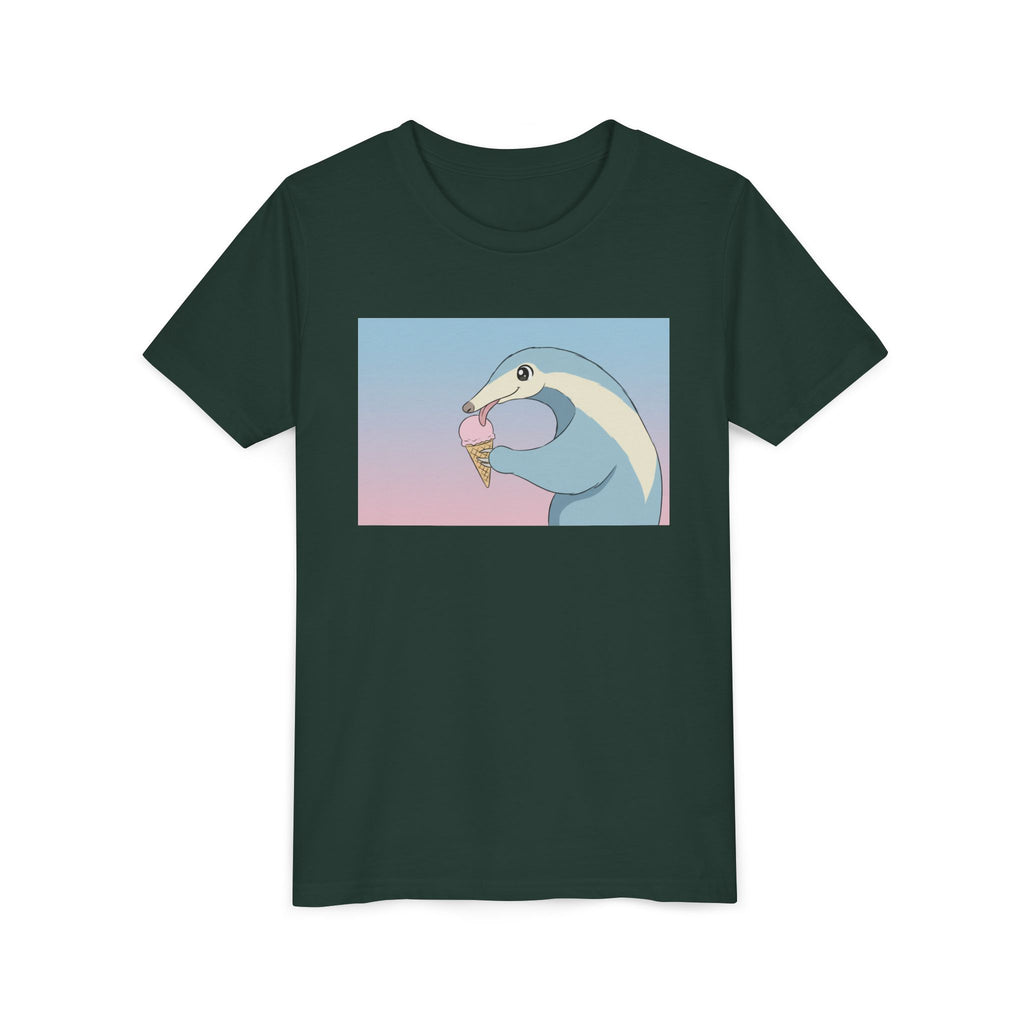 Anteater Eating Ice Cream Kids Tee — Cute Pastel Animal Graphic Youth T-Shirt - Kids