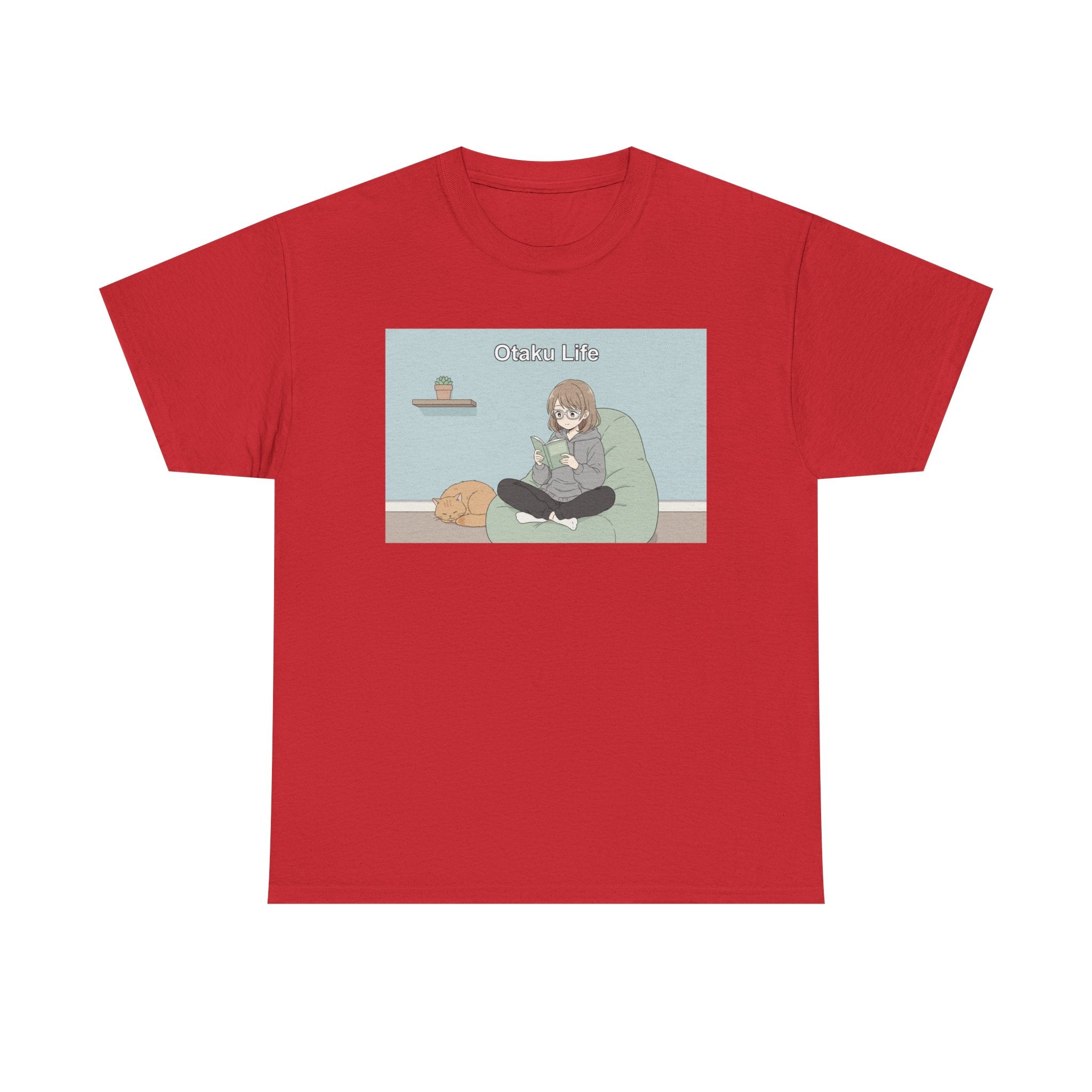 Cozy Cat Girl Otaku Long Sleeve Tee - 'Chill Vibes' Anime Girl Relaxing Graphic T-Shirt