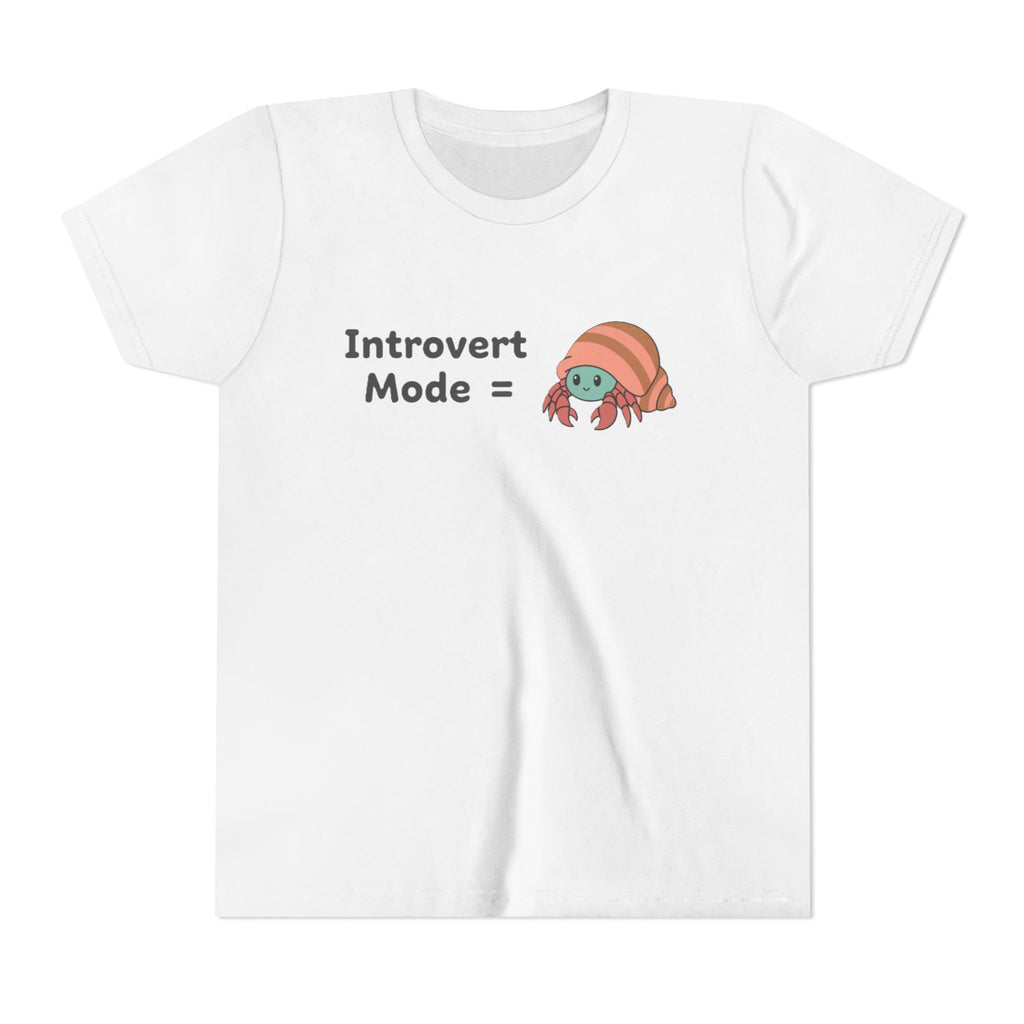 Introvert Mode Kids Tee — Cute Hermit Crab Graphic Youth Shirt
