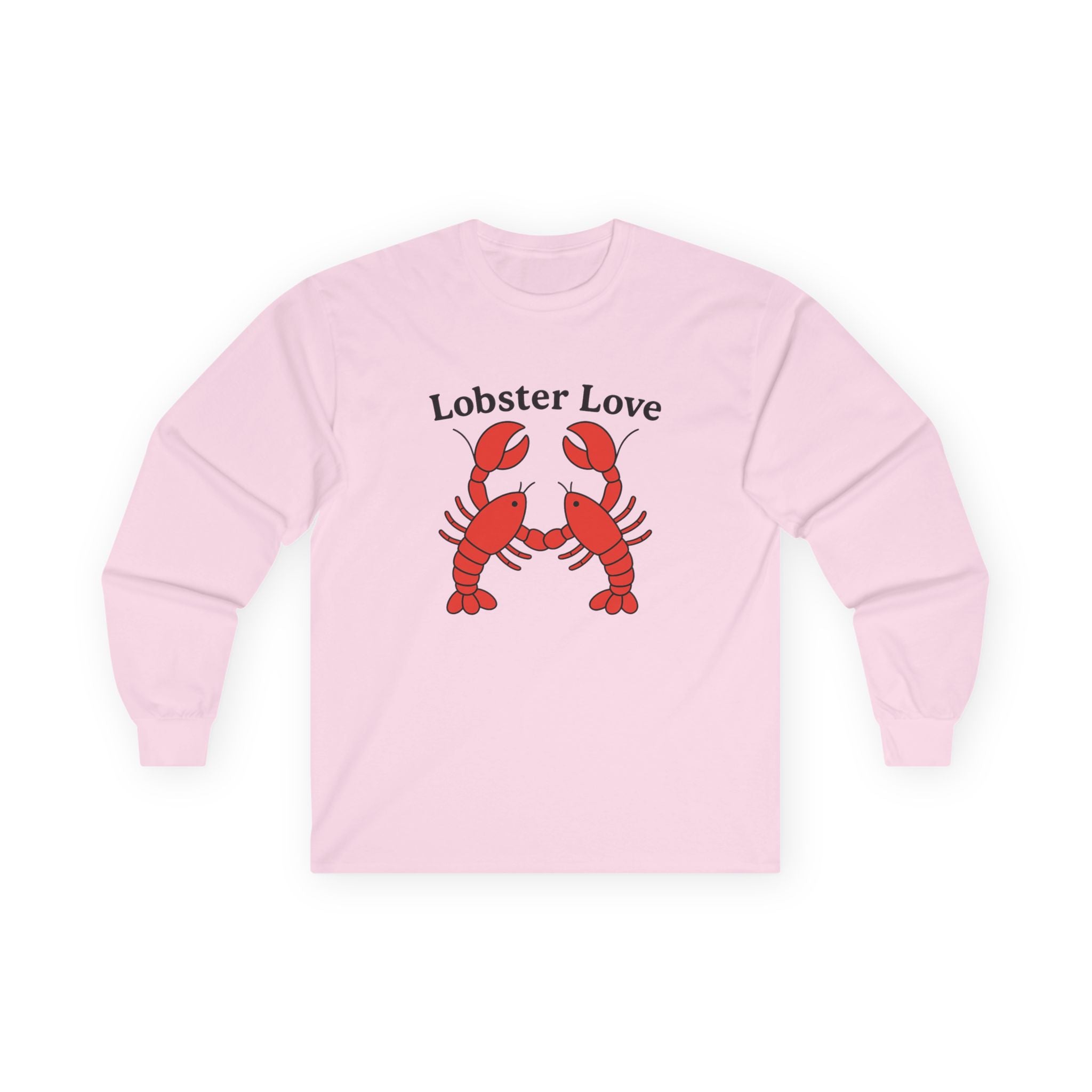 Lobster Love Long Sleeve Tee — Cute Lobster Couple Graphic Shirt - Adult