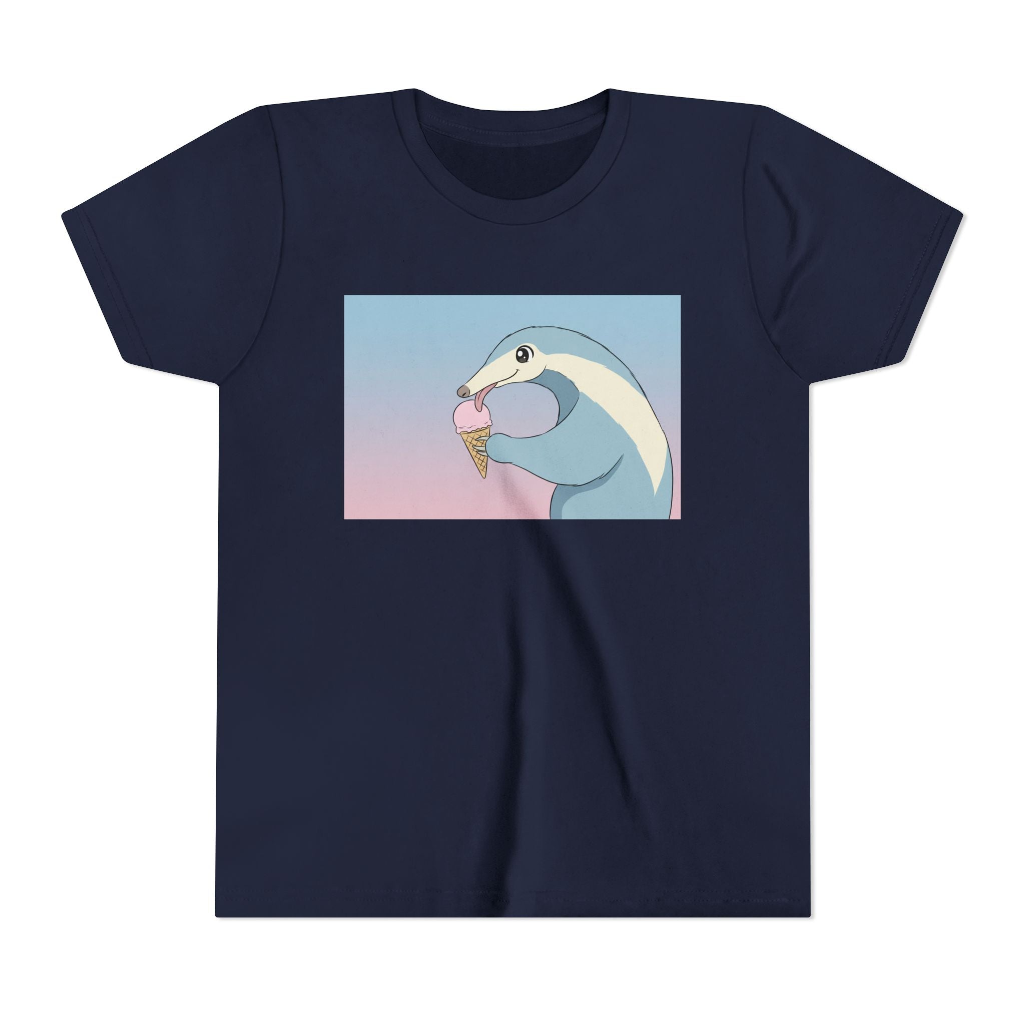 Anteater Eating Ice Cream Kids Tee — Cute Pastel Animal Graphic Youth T-Shirt - Kids