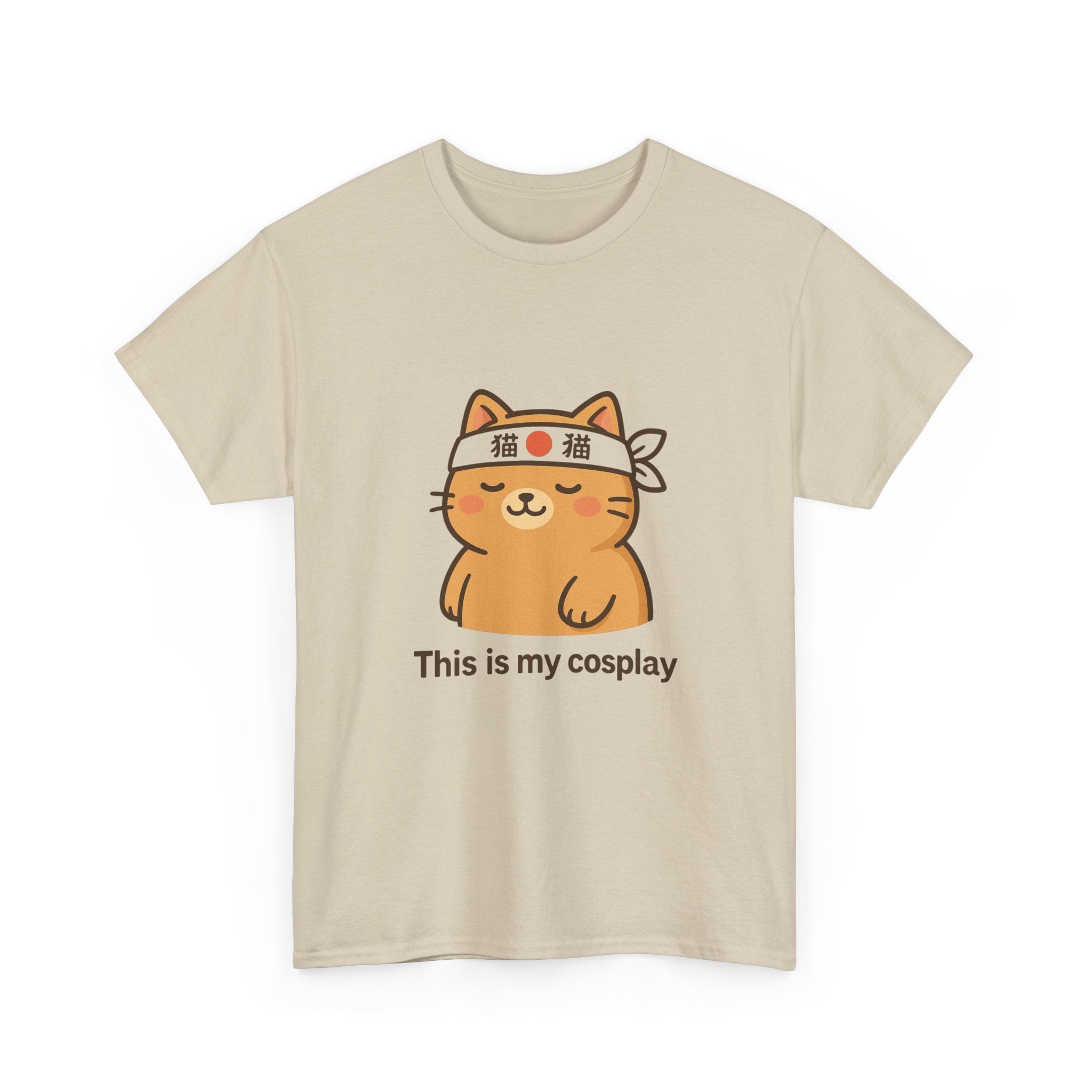 Cat Cosplay T‑Shirt — Cute Kawaii Cat Wearing Hachimaki "This is my cosplay" - Adult