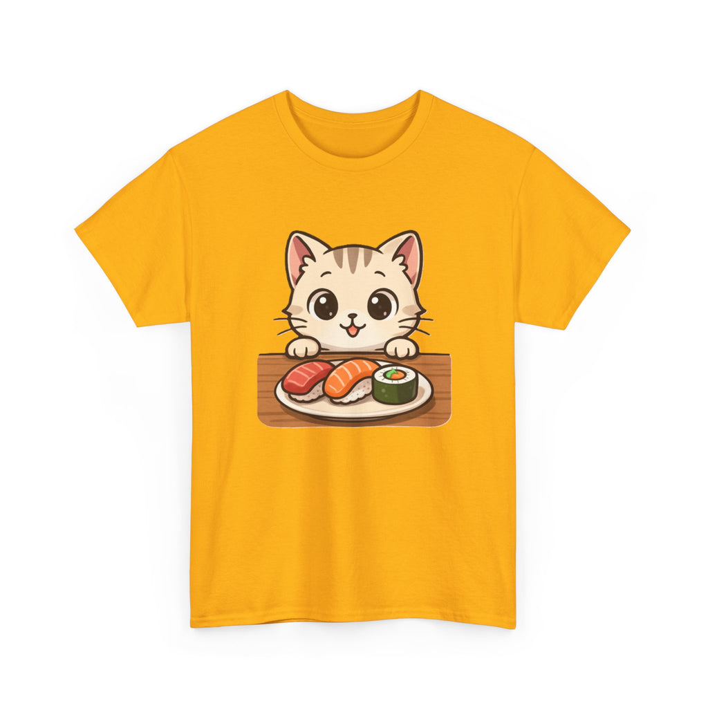Cat & Sushi T-Shirt — Cute Kawaii Kitty with Sushi Graphic - Adult