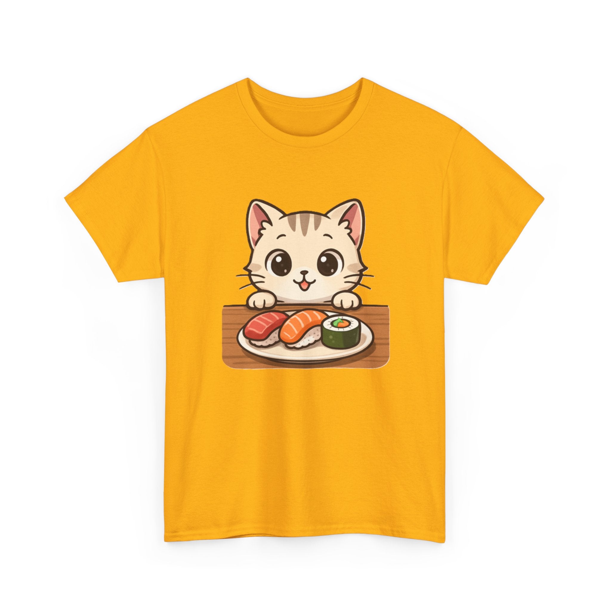 Cat & Sushi T-Shirt — Cute Kawaii Kitty with Sushi Graphic - Adult
