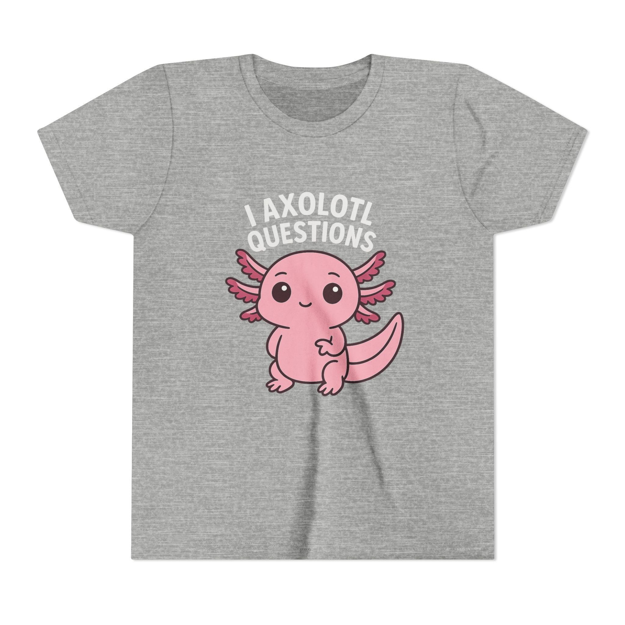 Youth Tee — Cute Pink Axolotl “Axolotl Questions” Kids Shirt