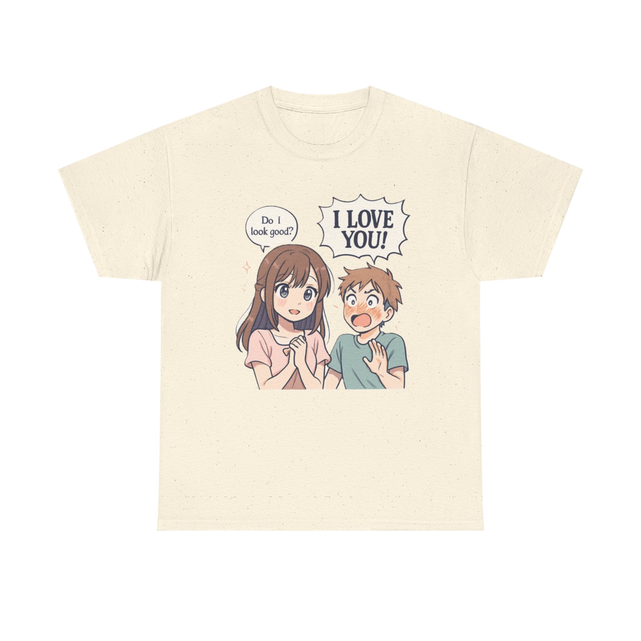 Anime Couple T‑Shirt — "Do I look good?" / "I Love You!" Cute Romance Tee - Adult