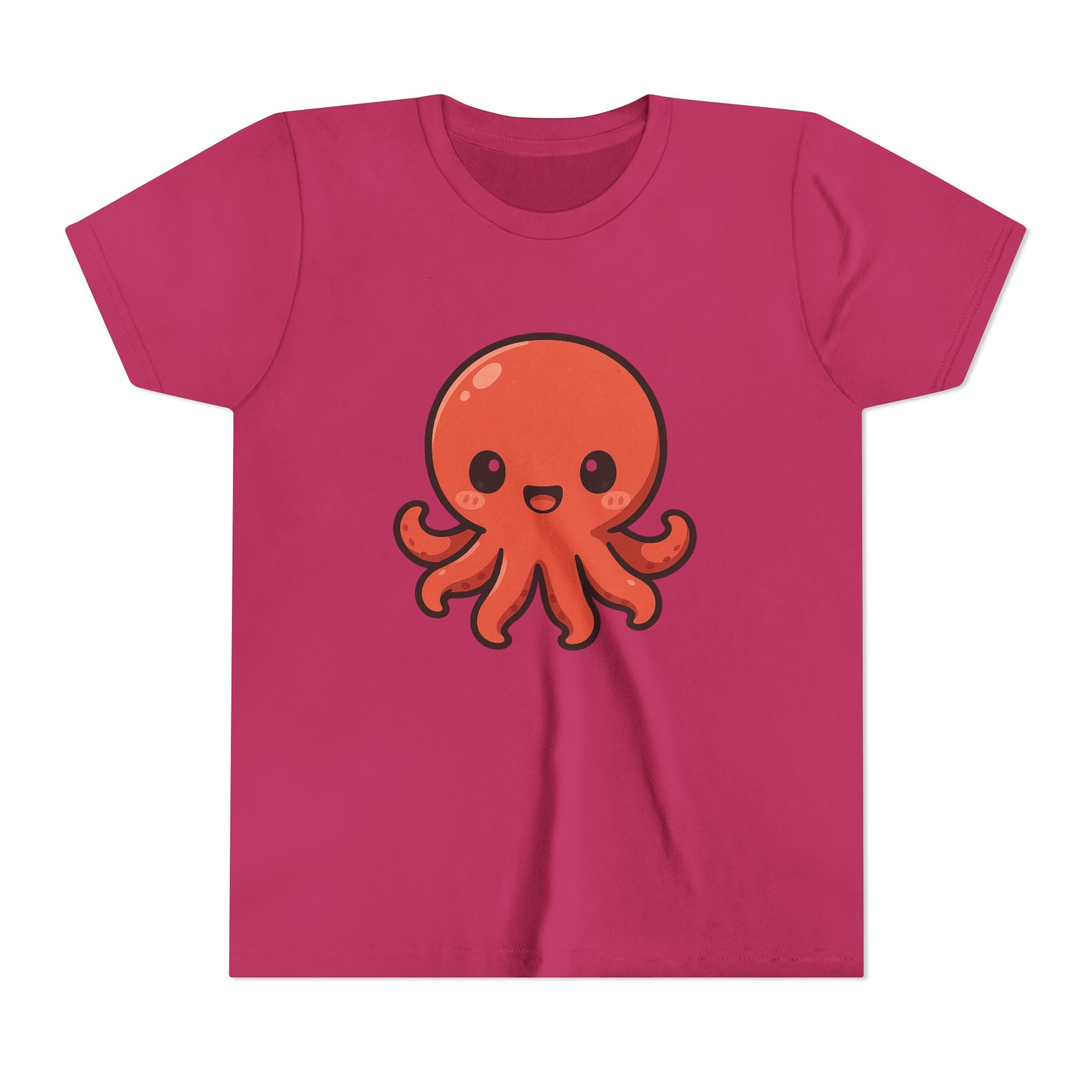 Cute Red Octopus Youth Tee — Kawaii Sea Animal Kids T-Shirt