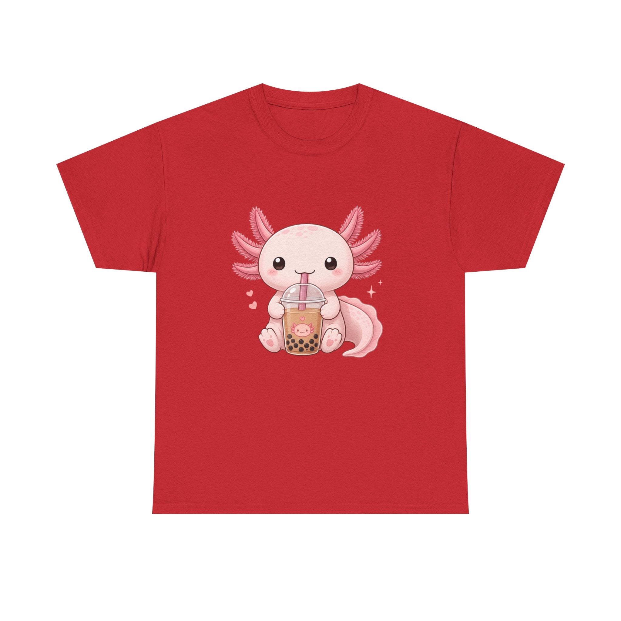 Axolotl Drinking Bubble Tea T-Shirt — Cute Kawaii Boba Tee - Adult