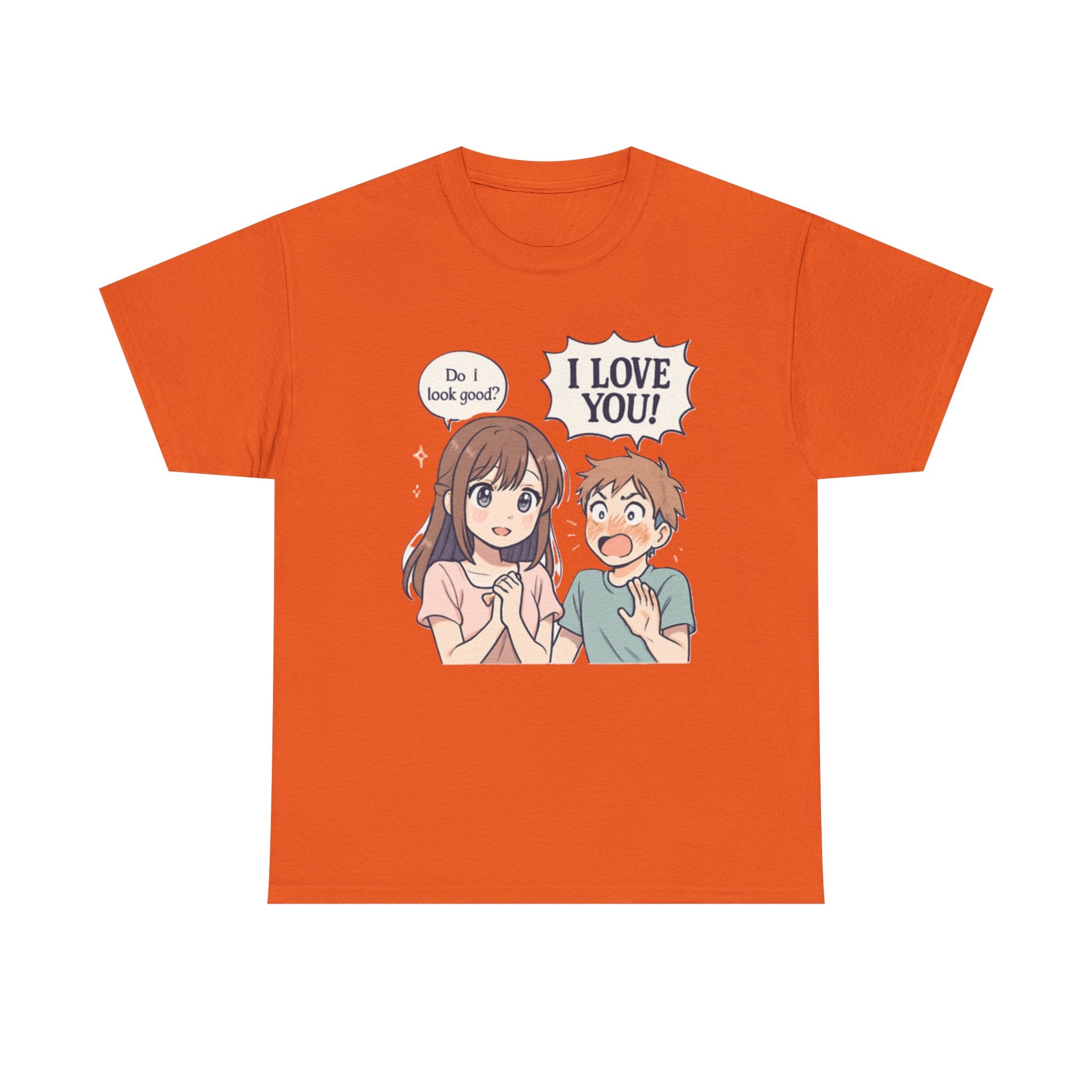 Anime Couple T‑Shirt — "Do I look good?" / "I Love You!" Cute Romance Tee - Adult