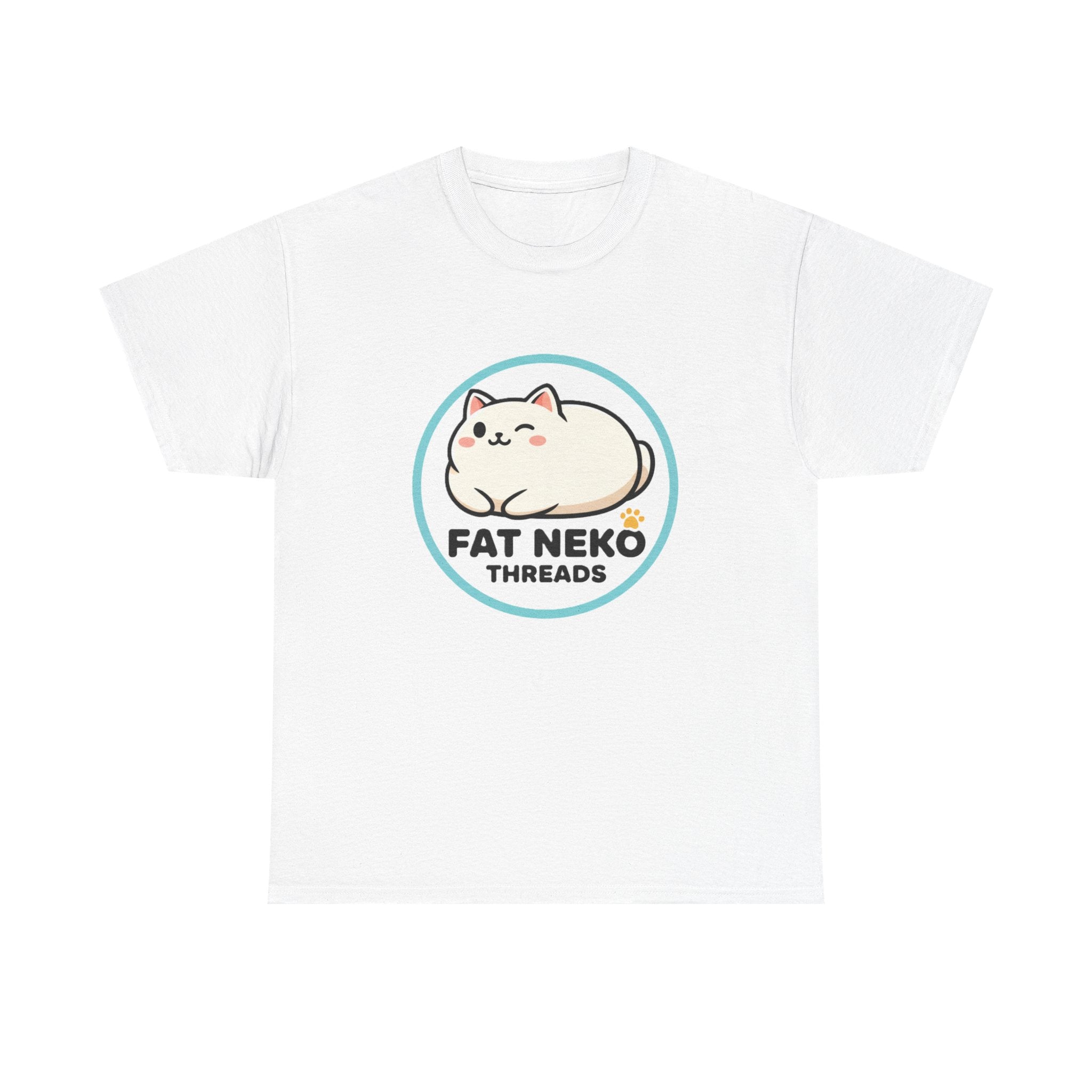 Cute Fat Neko Threads T-Shirt — Kawaii Cat Logo Tee - Adult