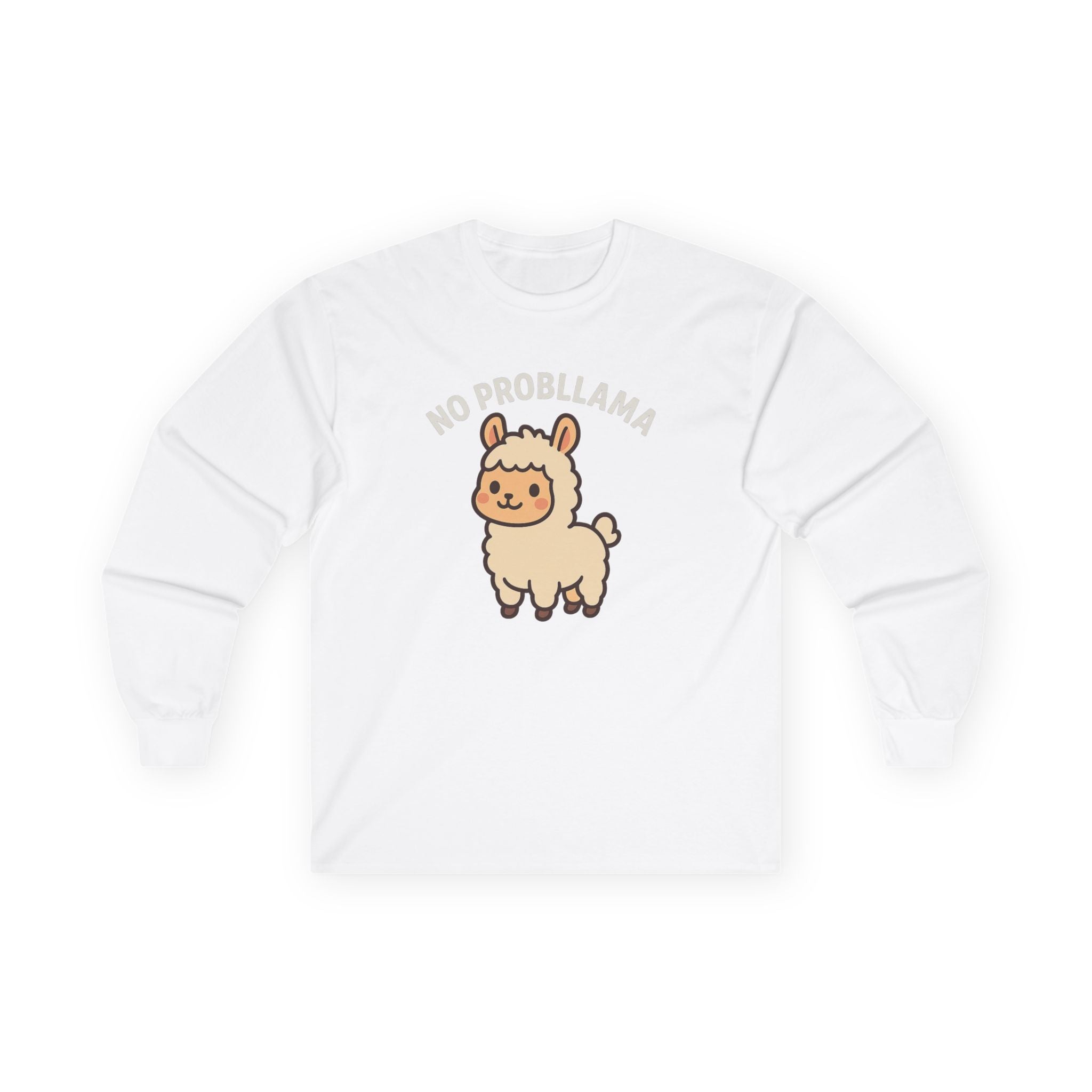 No Probllama Cute Llama Long Sleeve Tee - Adult