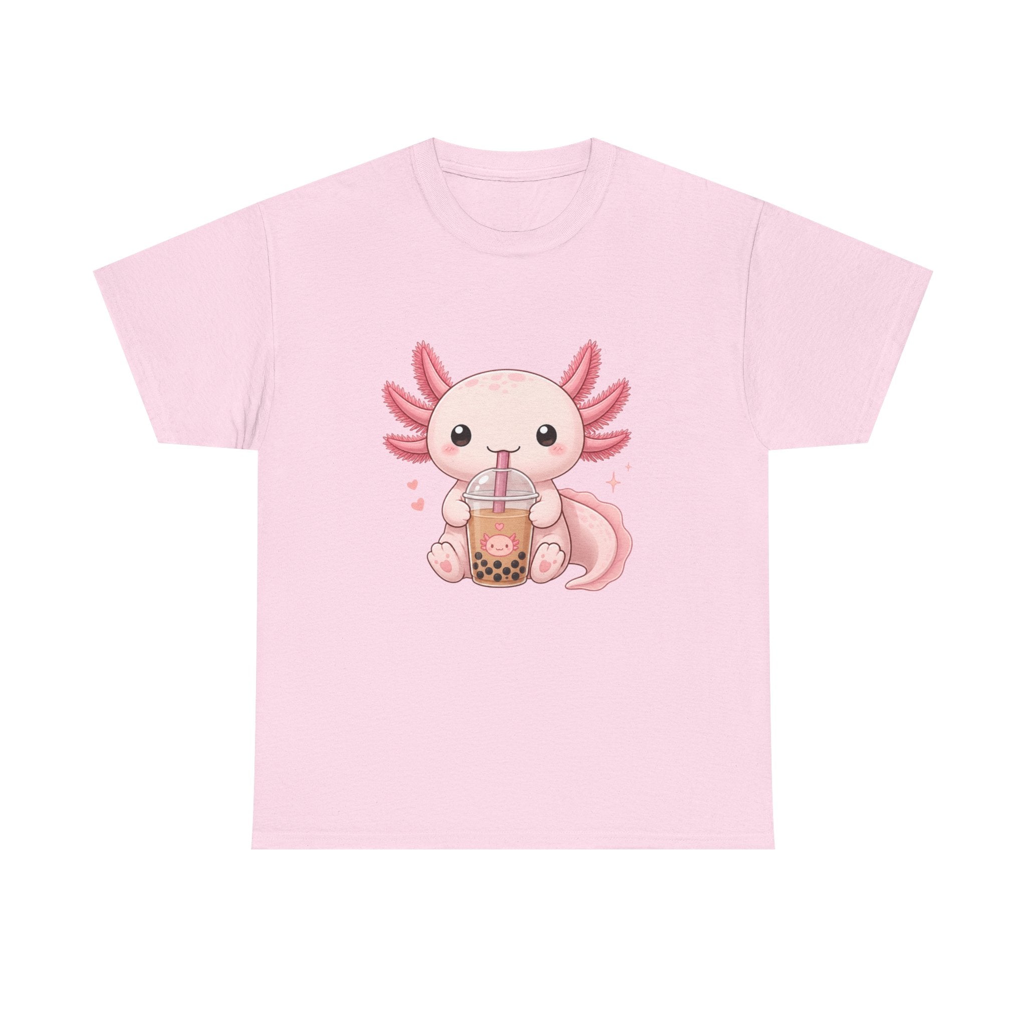 Axolotl Drinking Bubble Tea T-Shirt — Cute Kawaii Boba Tee - Adult
